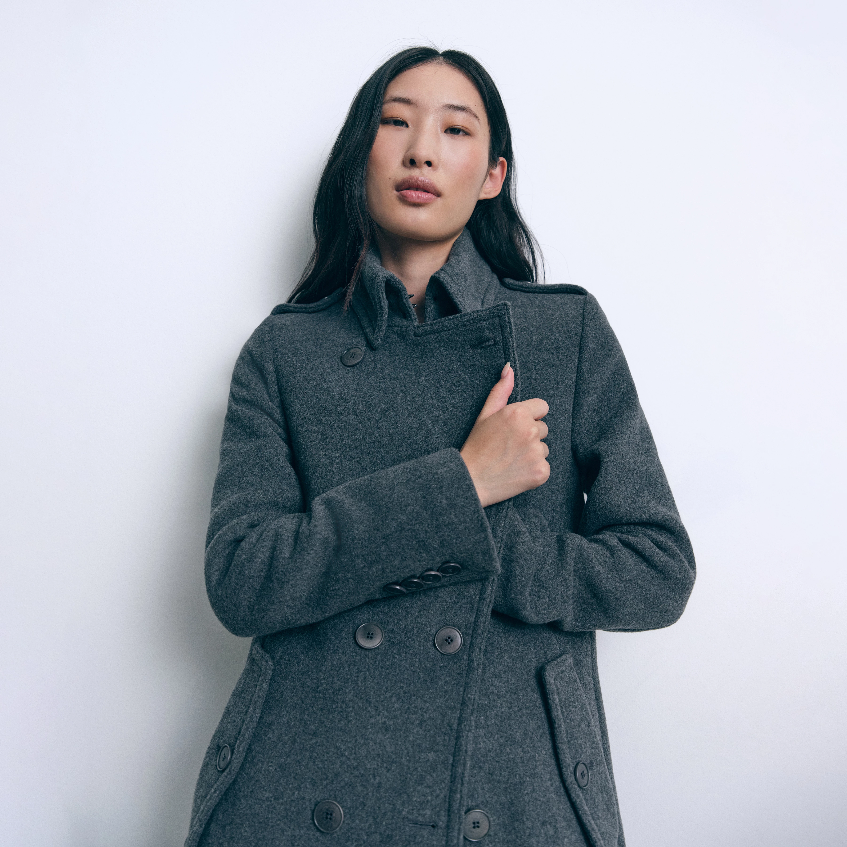 HARLESTON - Uniformmantel in Woll-Mix - Damen - grau