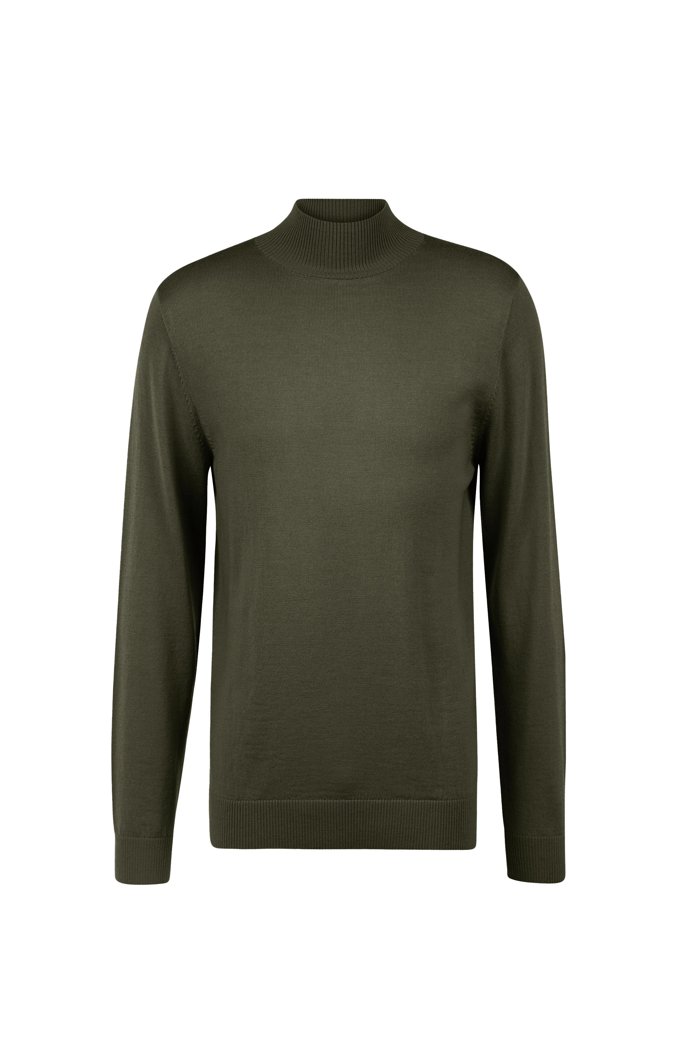 WATSON - Pull-over tricoté avec Turtle en laine mérinos - men - vert - Freisteller Frontansicht