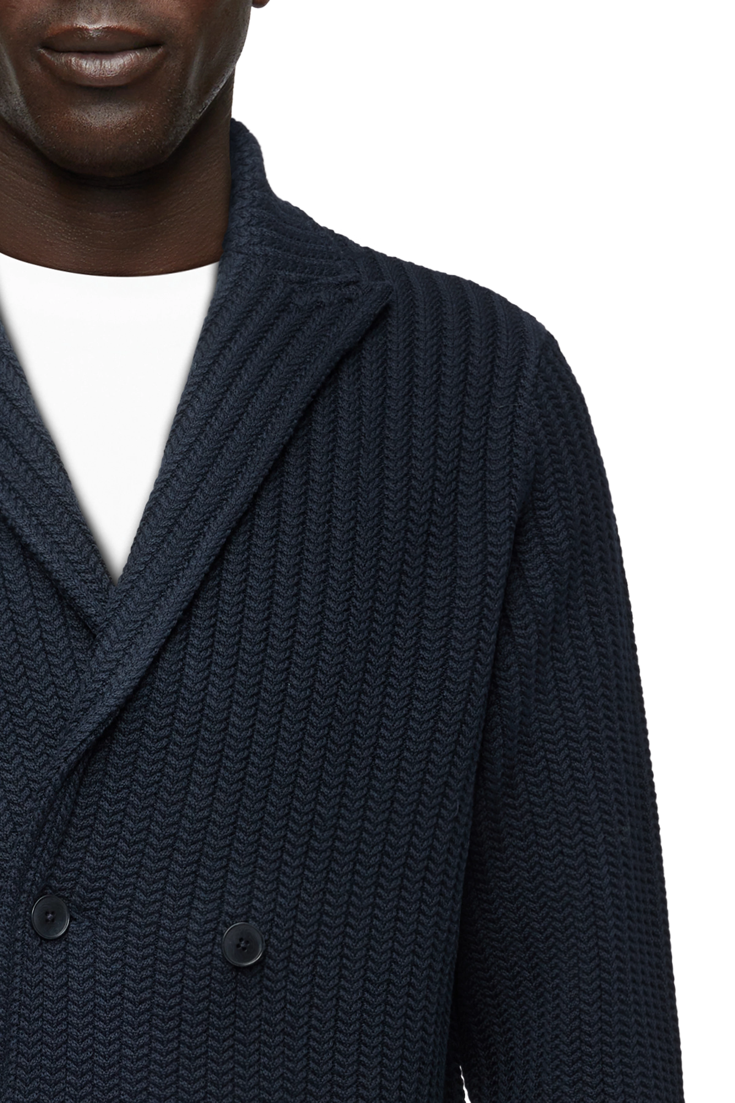 MASUD - Zweireiher Strick-Sakko in Woll-Mix - Herren - blau - Seitenansicht