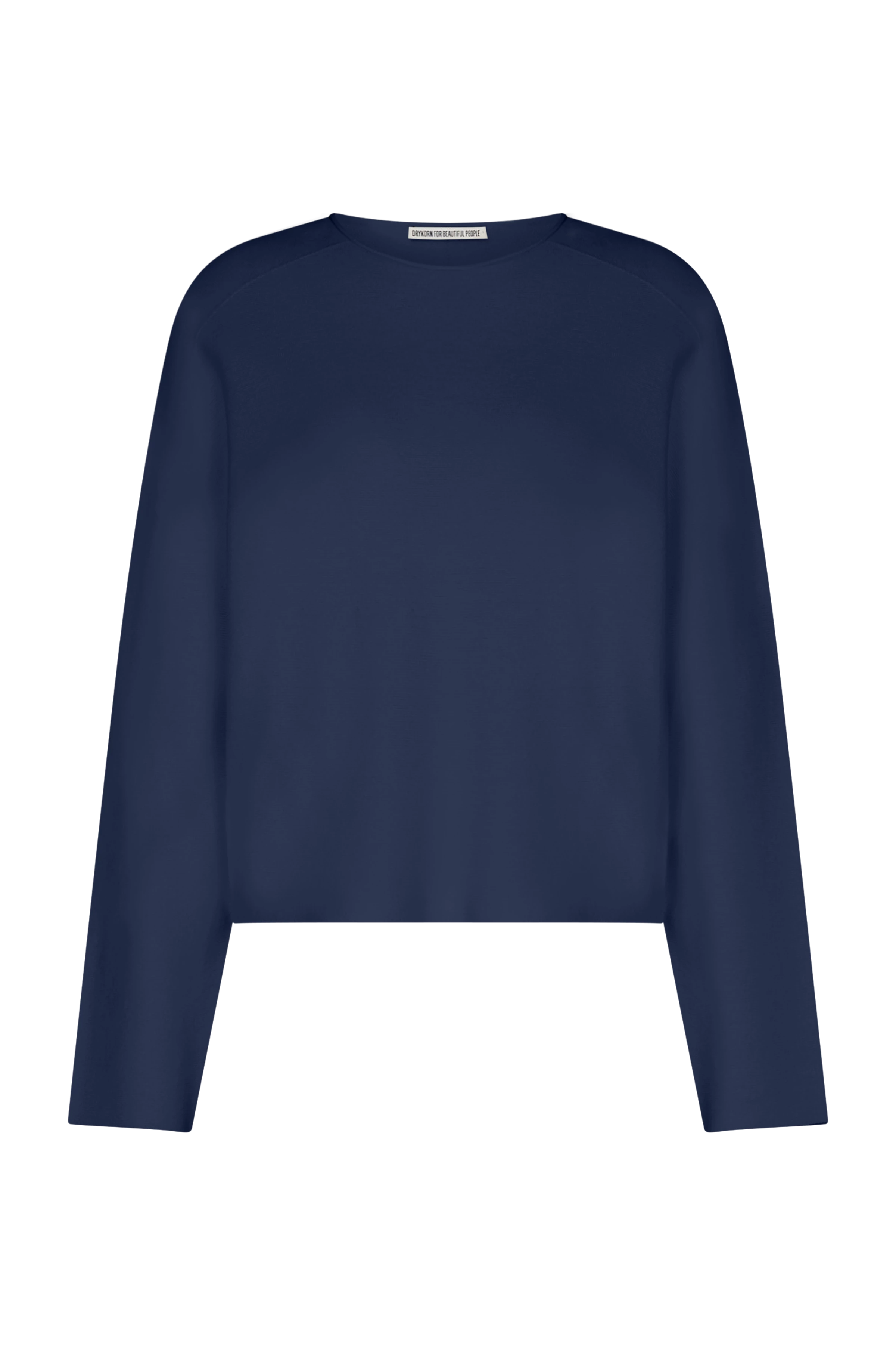 MEAMI - Vekürzter Egg-Shape Pullover in Baumwoll-Kaschmir - Damen - blau - Freisteller Frontansicht