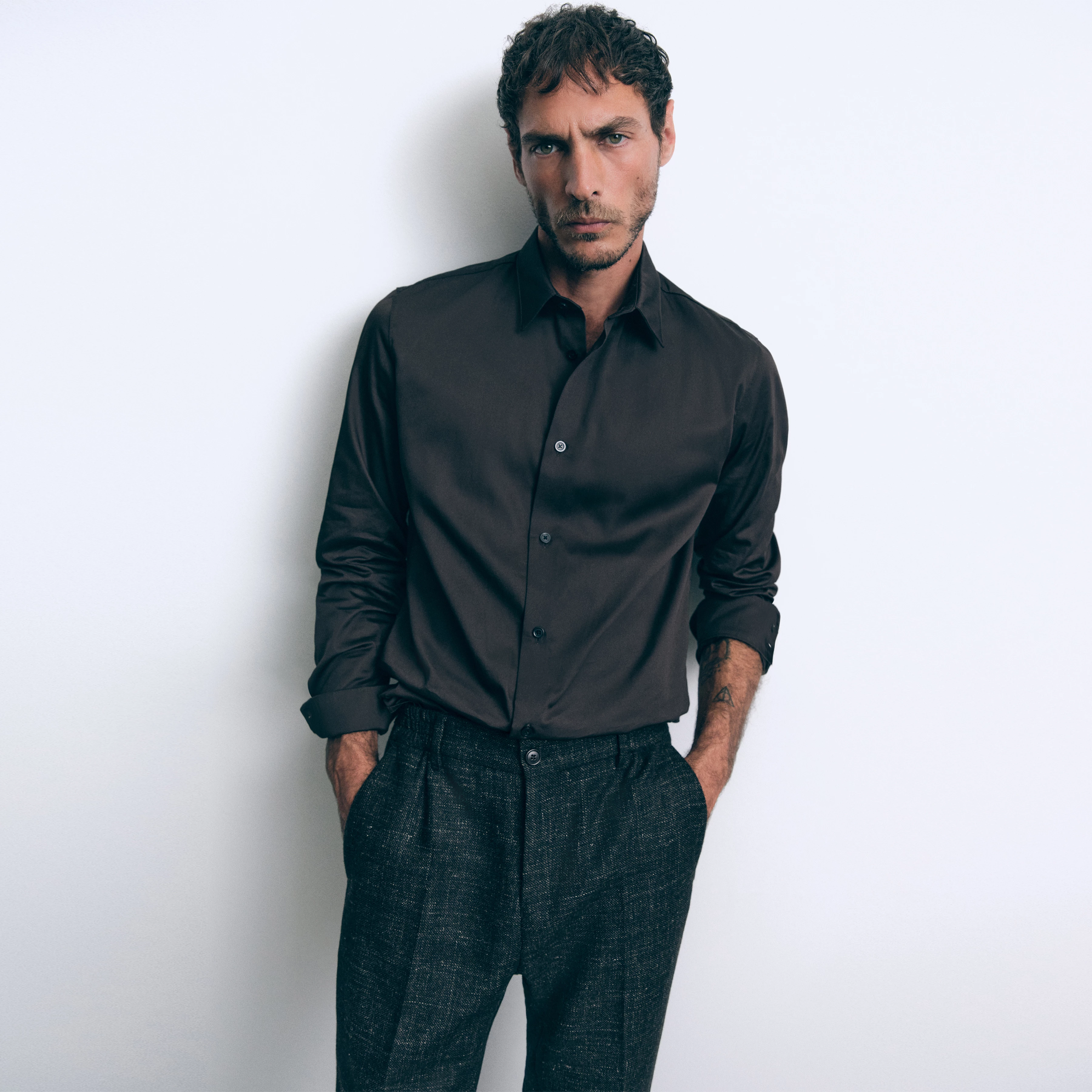 DANEEL - Classic Fit Hemd in Baumwoll-Satin - Herren - braun