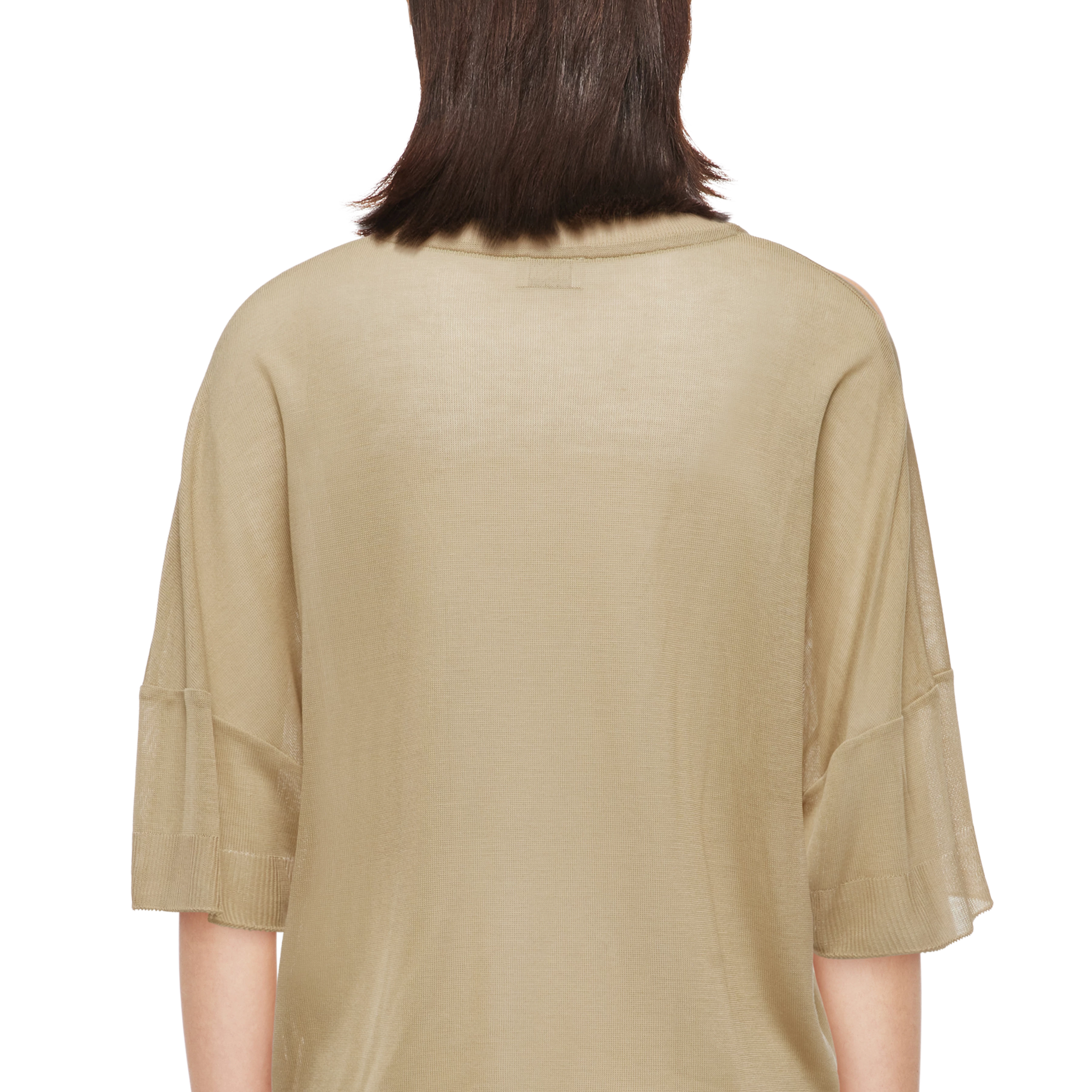 KUSIA - Verkürztes T-Shirt in transparentem Lyocell - Damen - braun - Detailansicht am Model