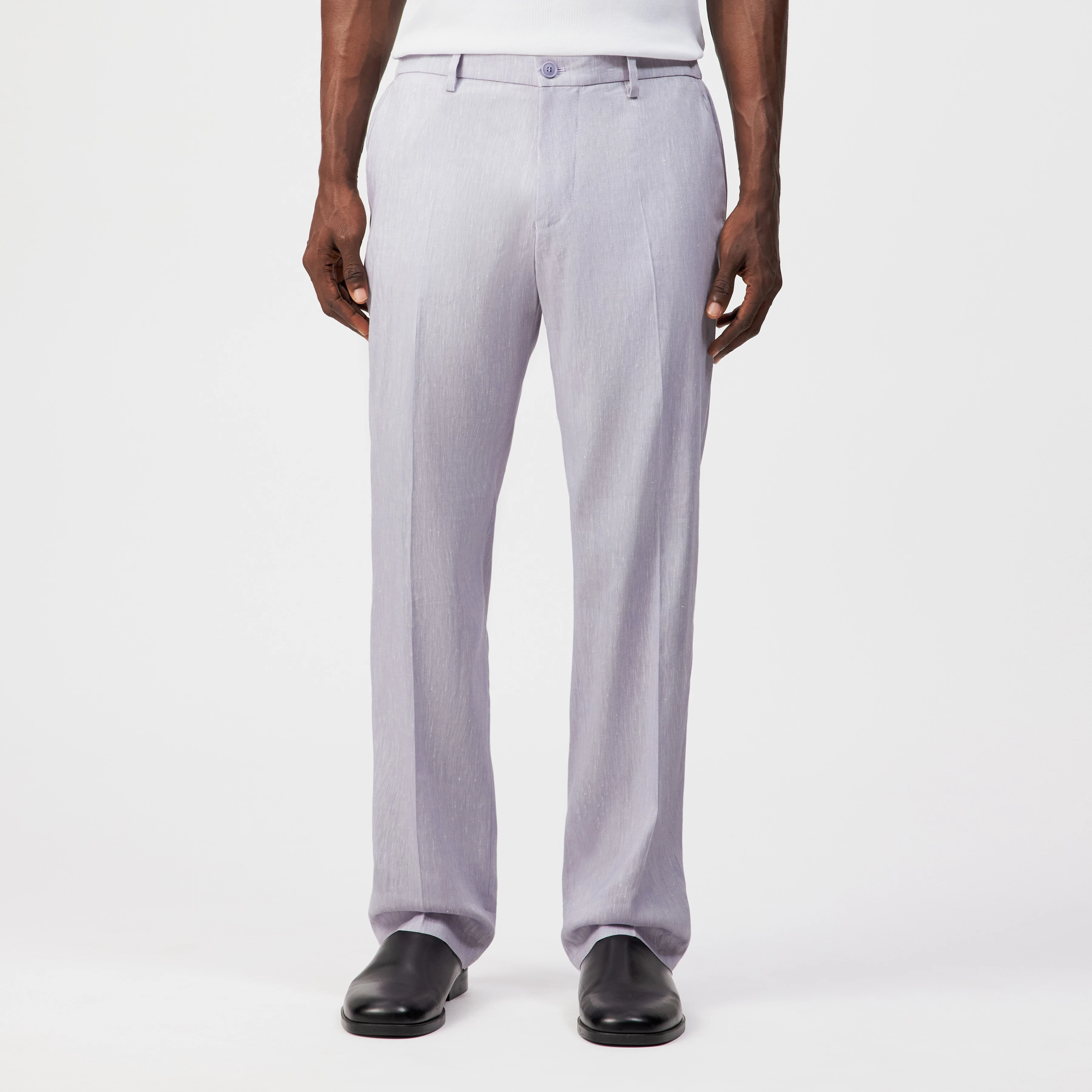 AJEND_RGLR - Gekonfekteerde broek in linnenmix - heren - purper - Frontansicht