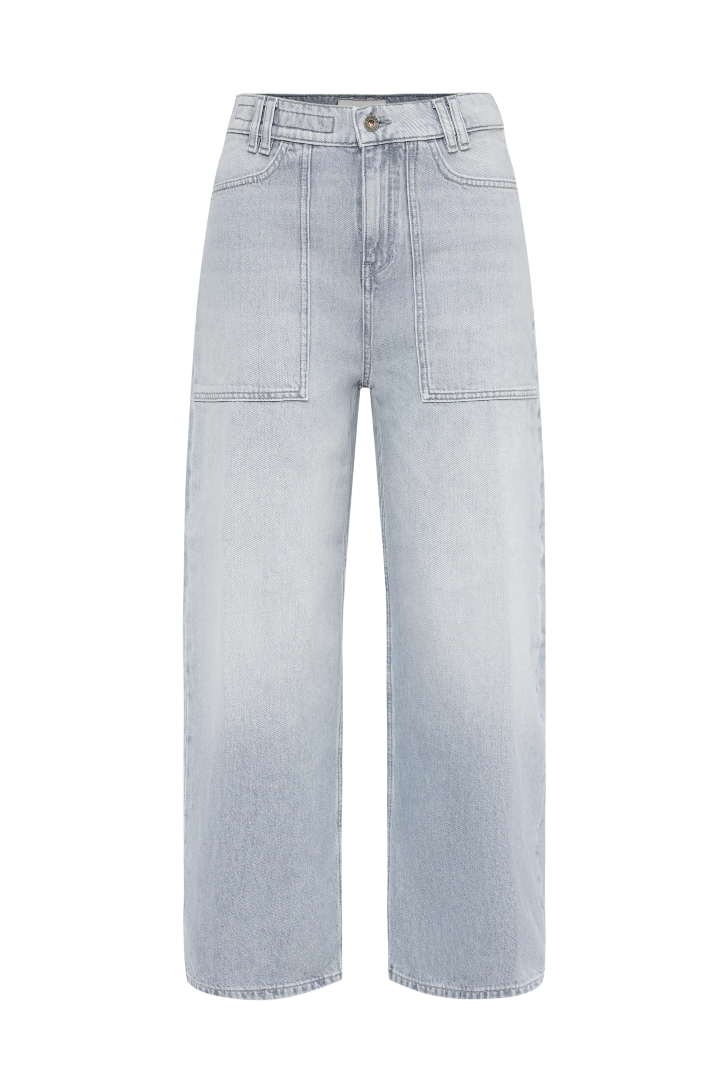 DERIVE - Mid-Waist Jeans in Light-Grey Denim - Damen - grau - Freisteller Frontansicht