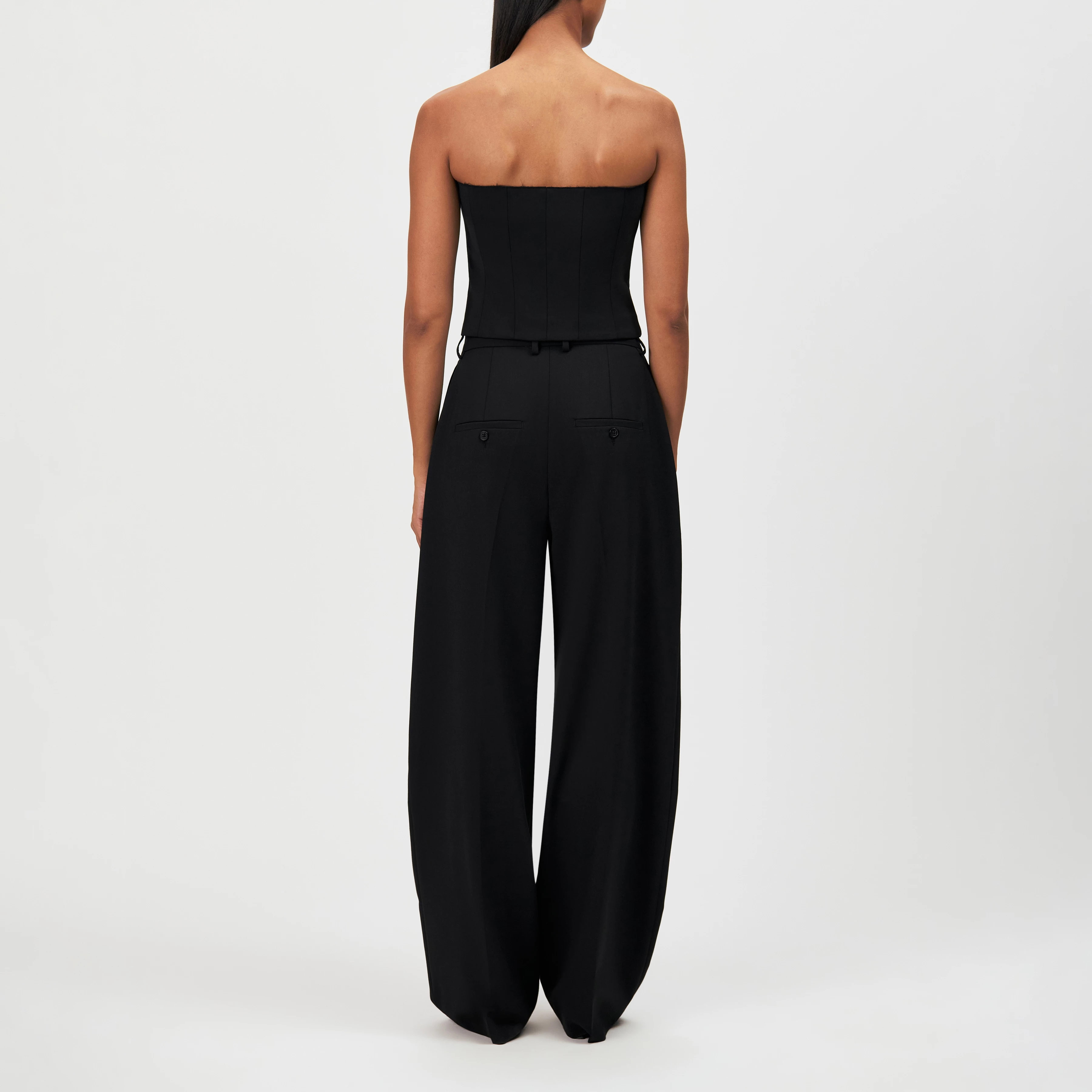 ELIDE - Wide pleated wool trousers - women - black - Rückansicht