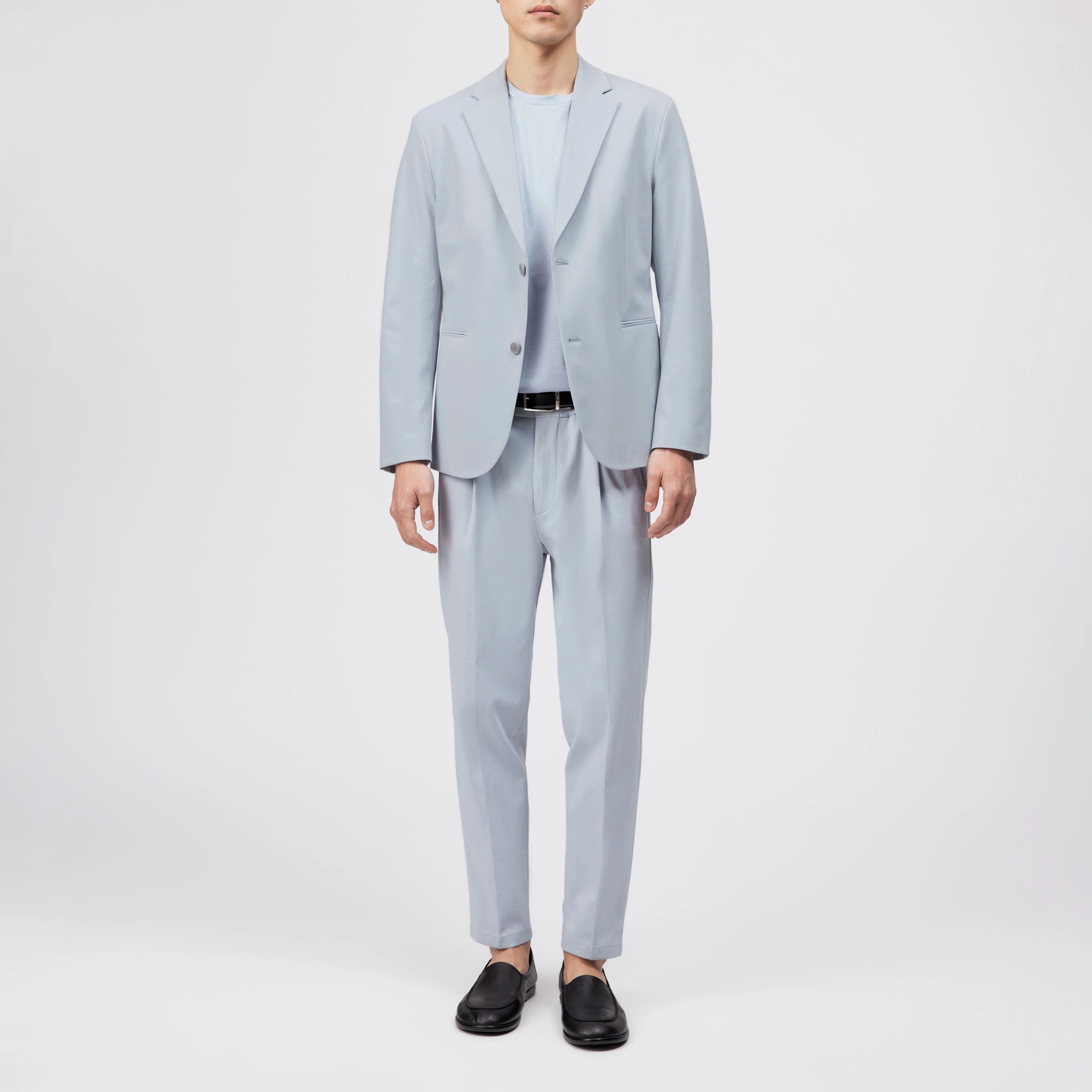 CHASY - Casual broek met plooi in Punto Milano - heren - blauw - Ganzkörper-Frontansicht