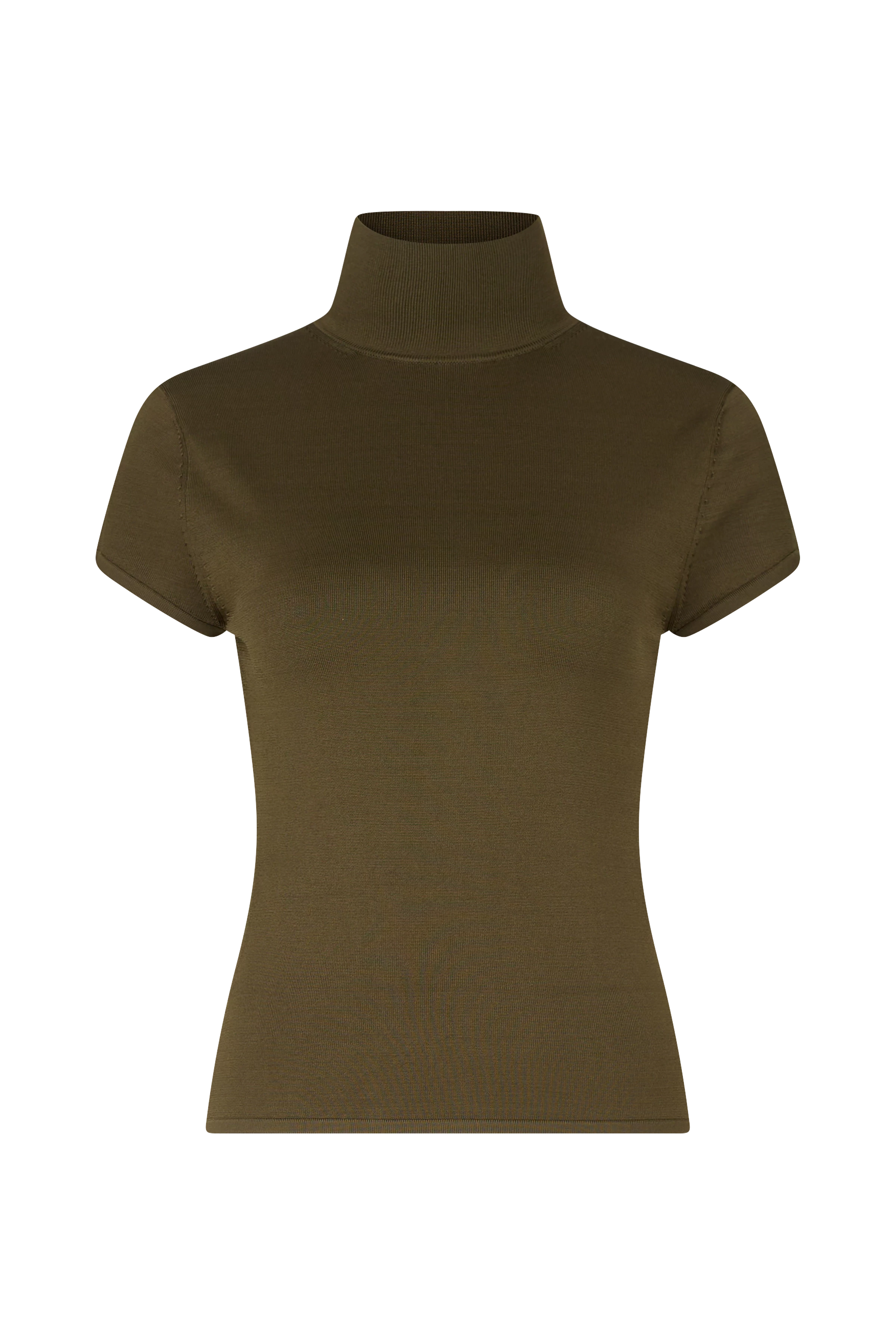 IRIMA - t-shirt met col van glanzende viscose - dames - bruin - Freisteller Frontansicht