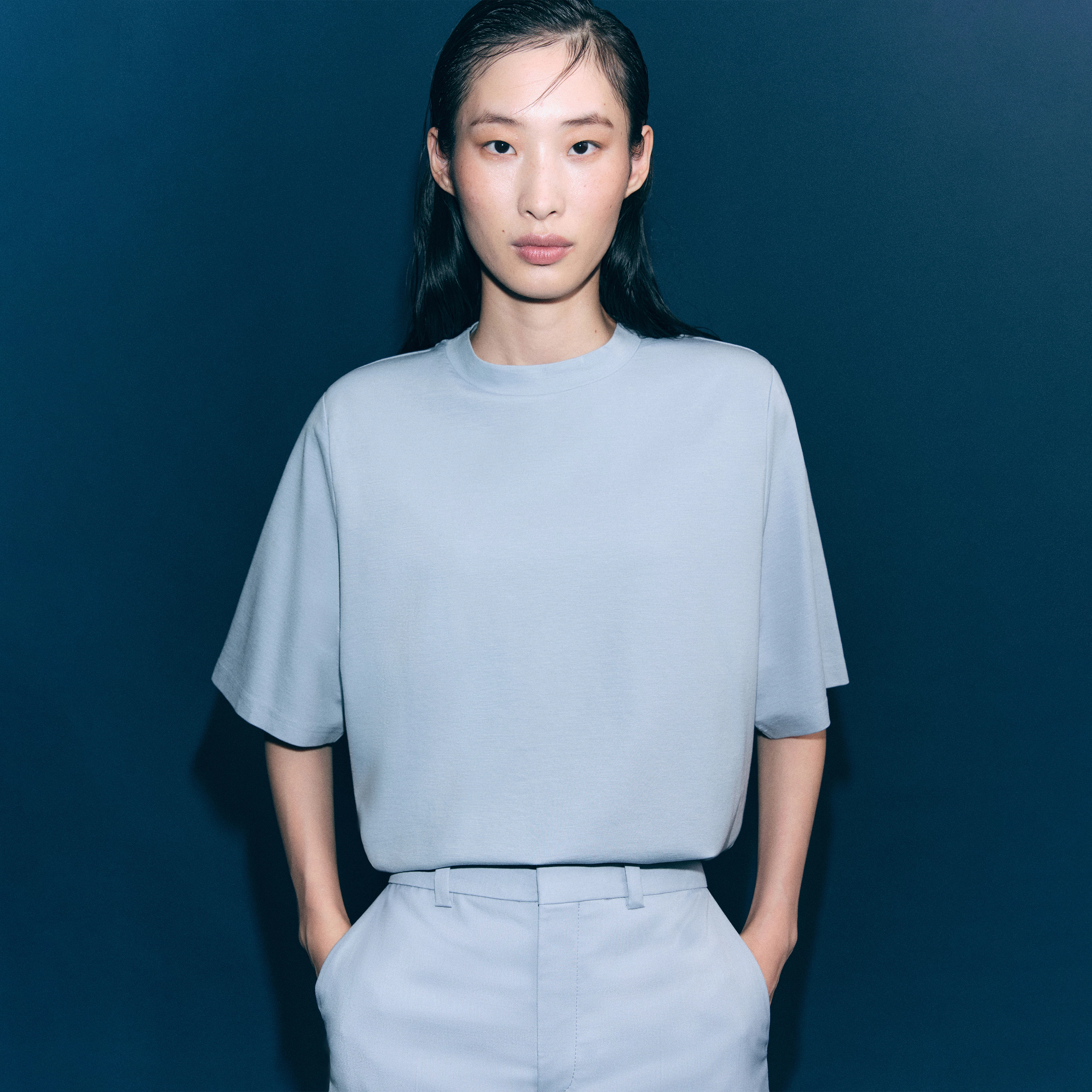 TADURA - T-Shirt in Lyocell-Mix - Damen - blau