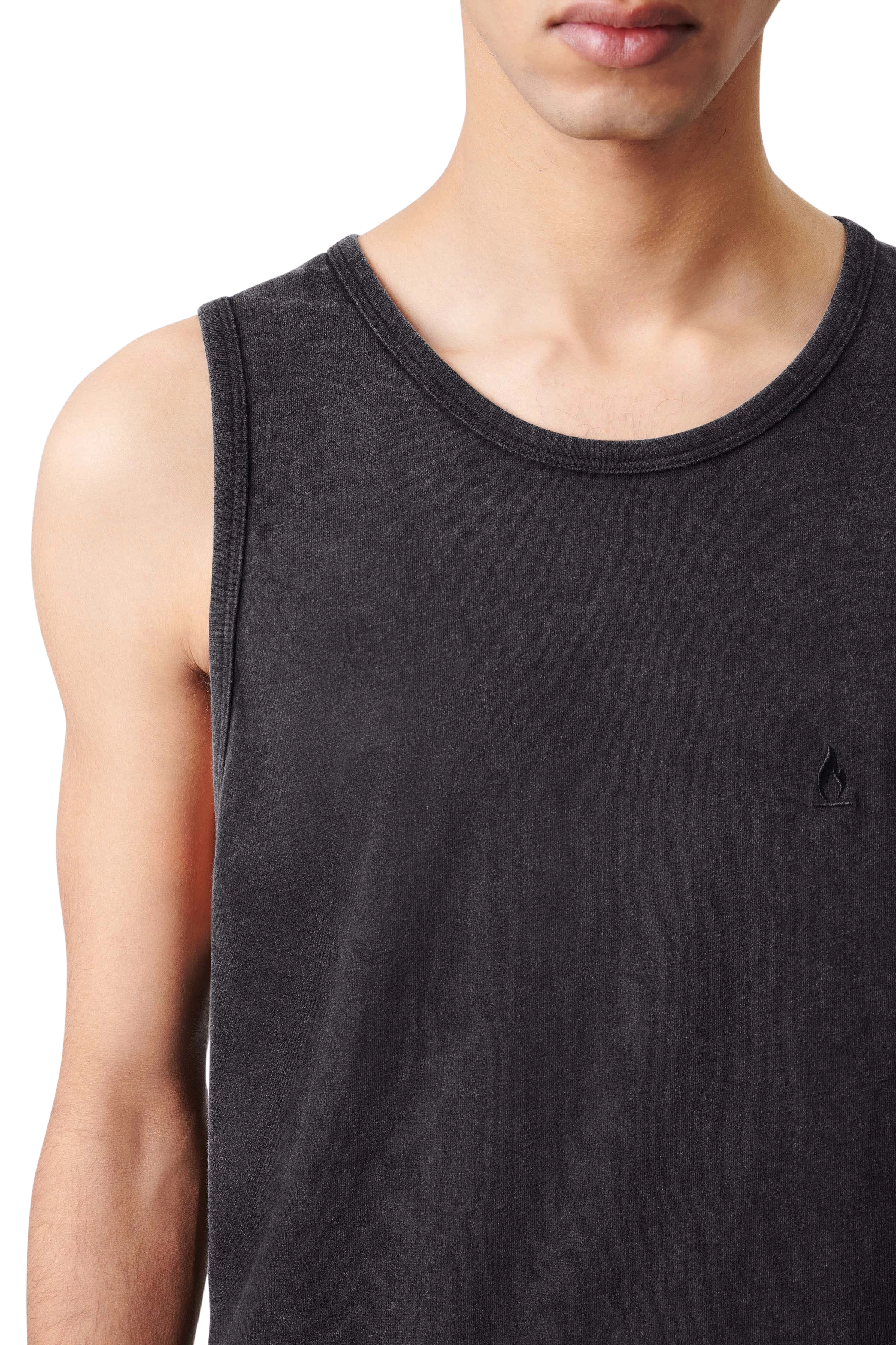 WYLAN - relaxed fit tank top in a washed look - men - grey - Seitenansicht