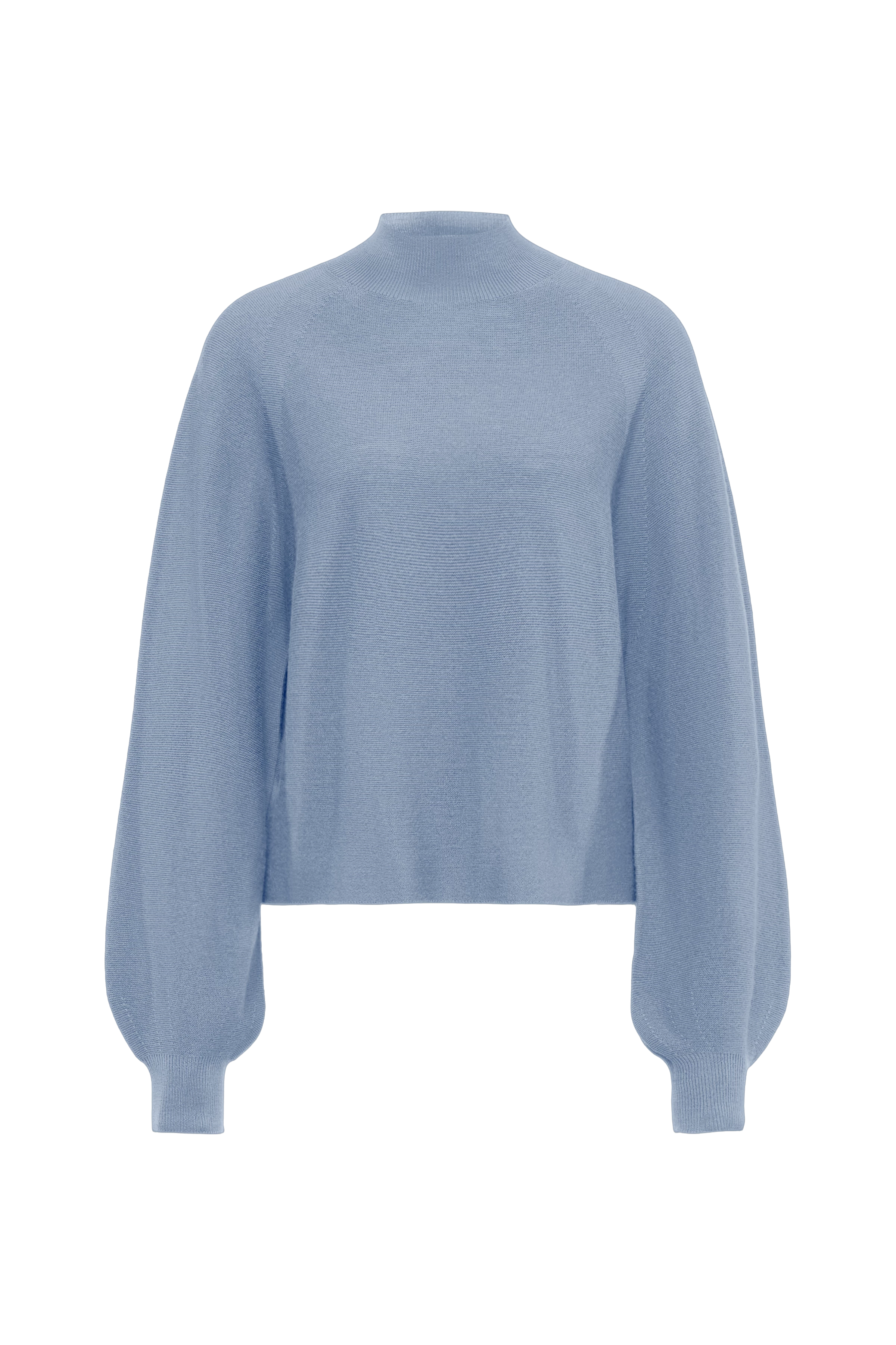 KIMONI - Pull à manches ballon en 100 % laine mérinos - women - bleu - Freisteller Frontansicht