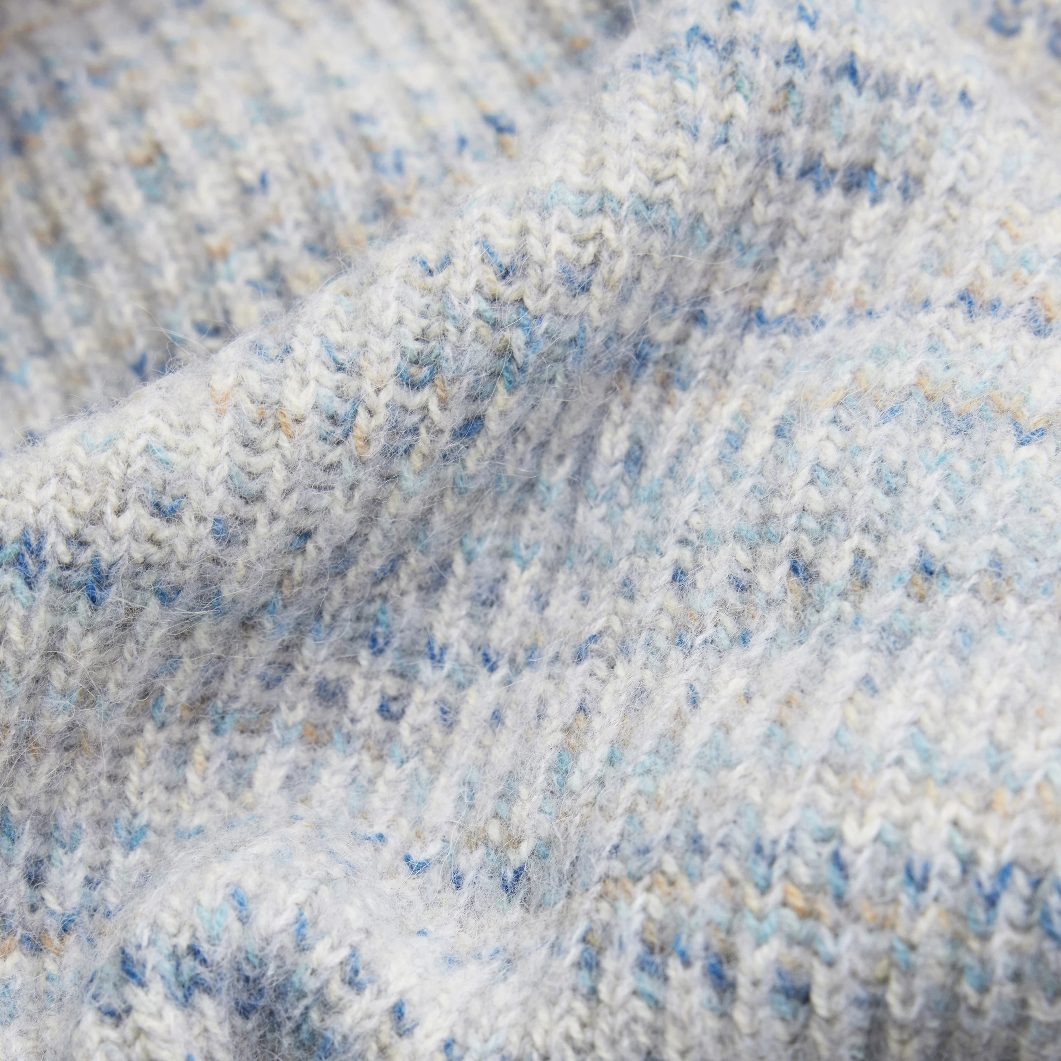 COOPIE_2 - Lässige Strickjacke in bedrucktem Wollmix-Garn - Damen - blau - Materialbild (B2C)