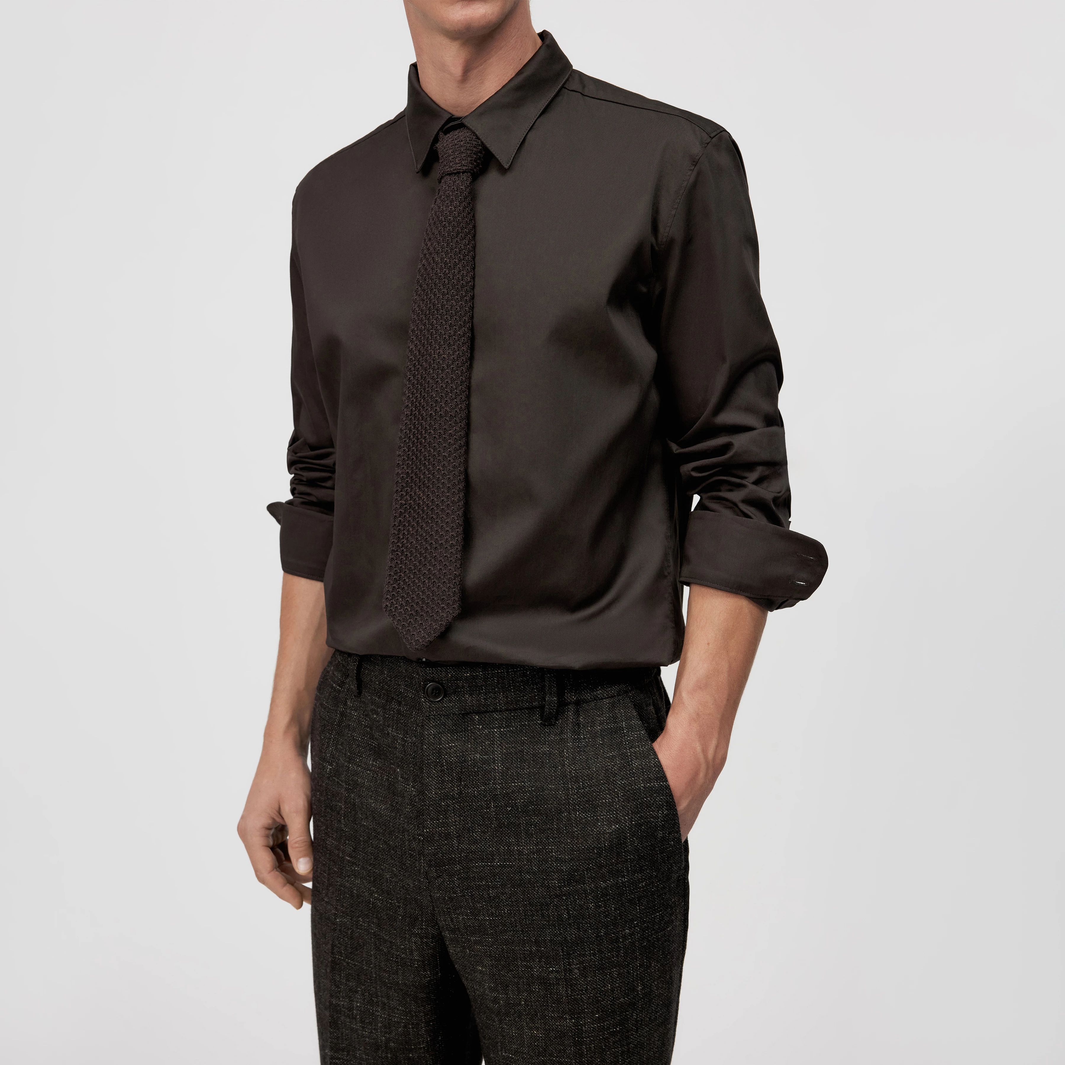 TIE_MODERN - Krawatte in Wolle - Unisex - braun - Seitenansicht