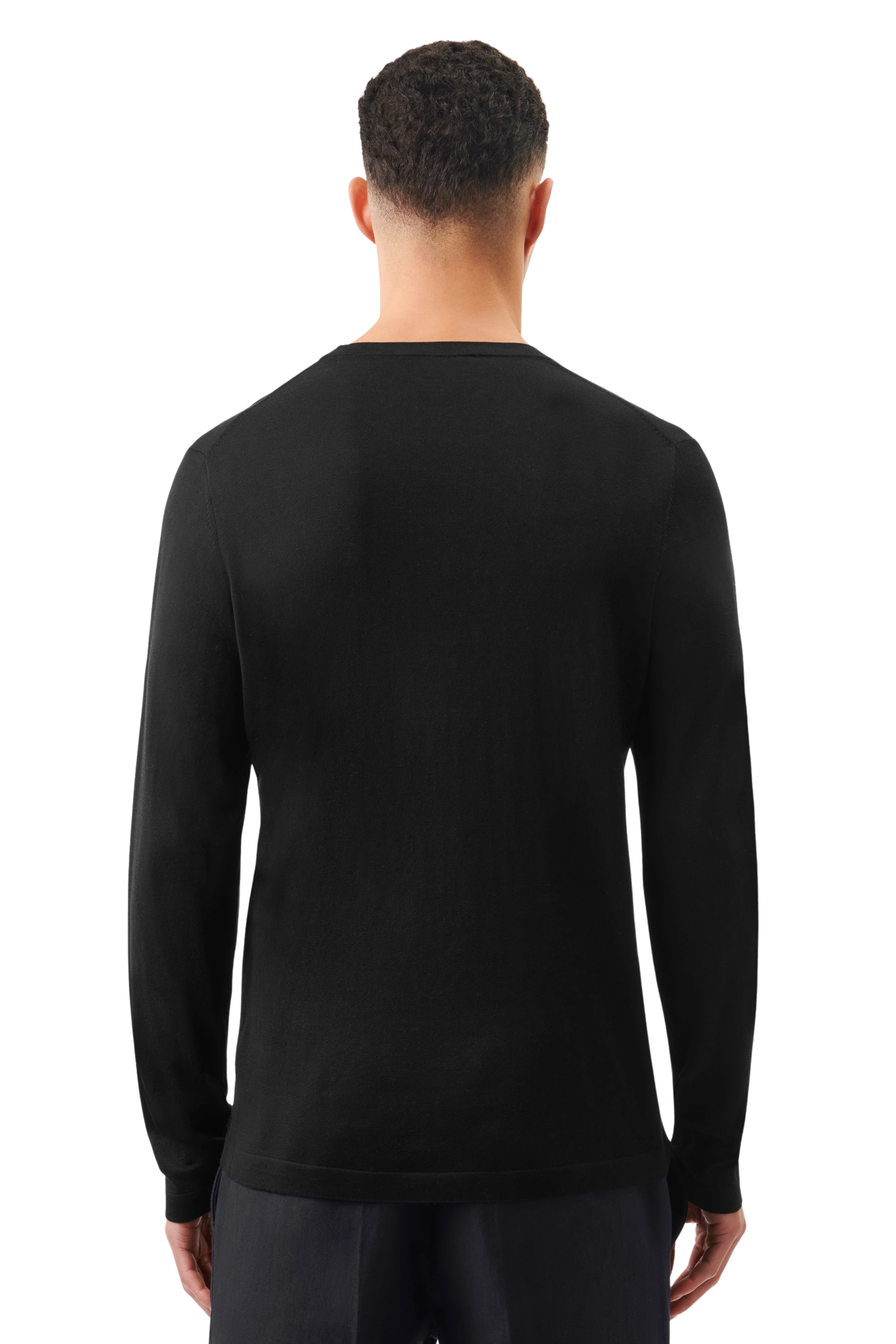 IRMINO - Long-sleeve in silk-cotton mix - men - Natural Aluminium - Rückansicht