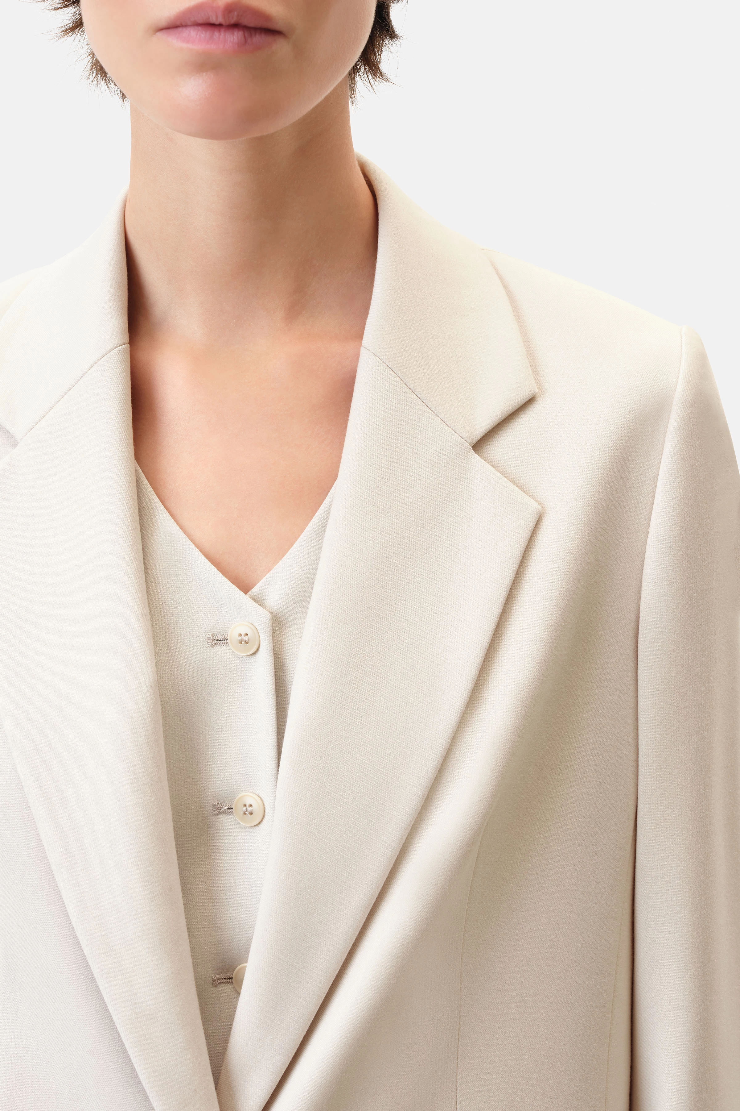 GLENDALE - boyfriend blazer in soft flannel - women - beige - Seitenansicht