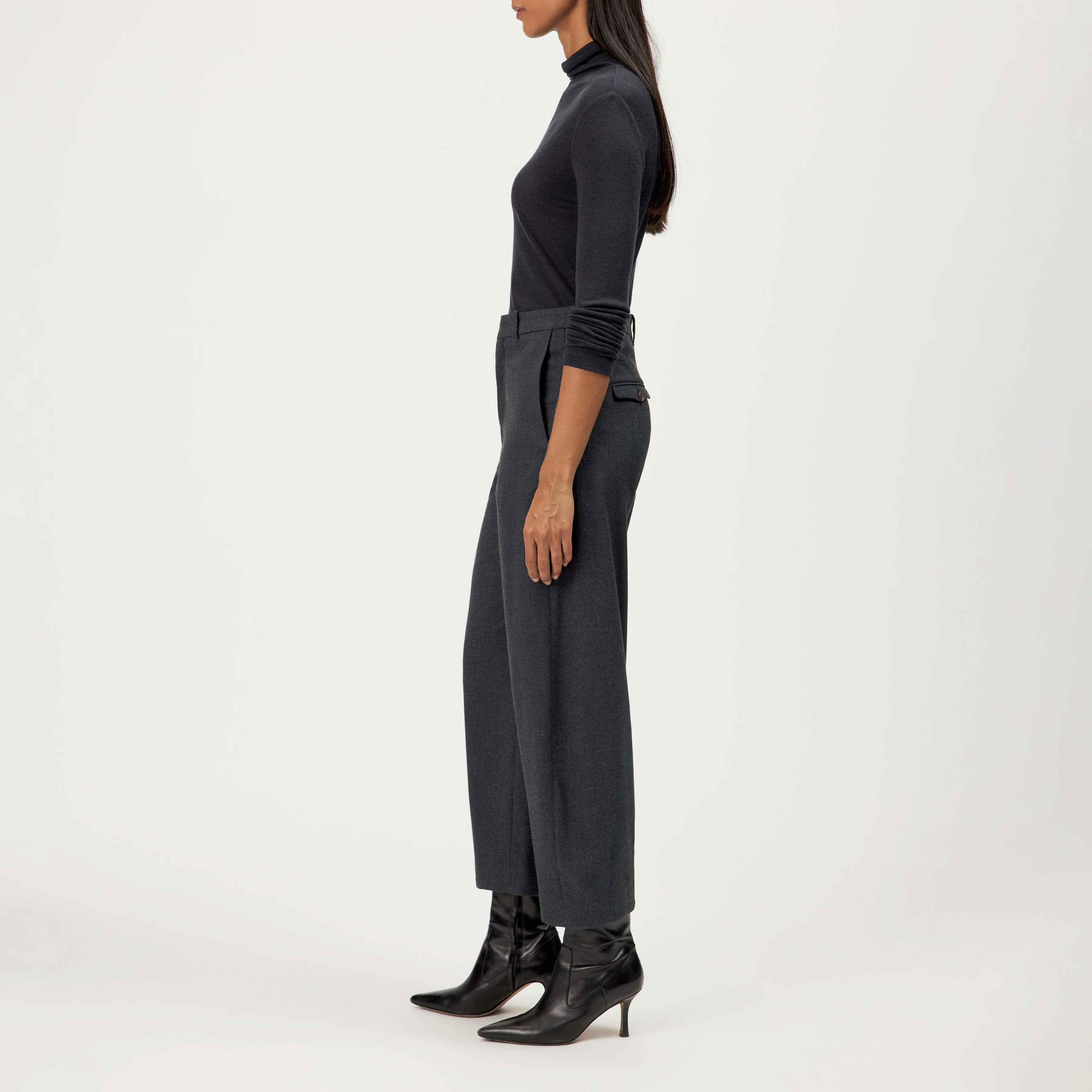 ADVISE - Relaxed fit twill trousers - women - grey - Seitenansicht