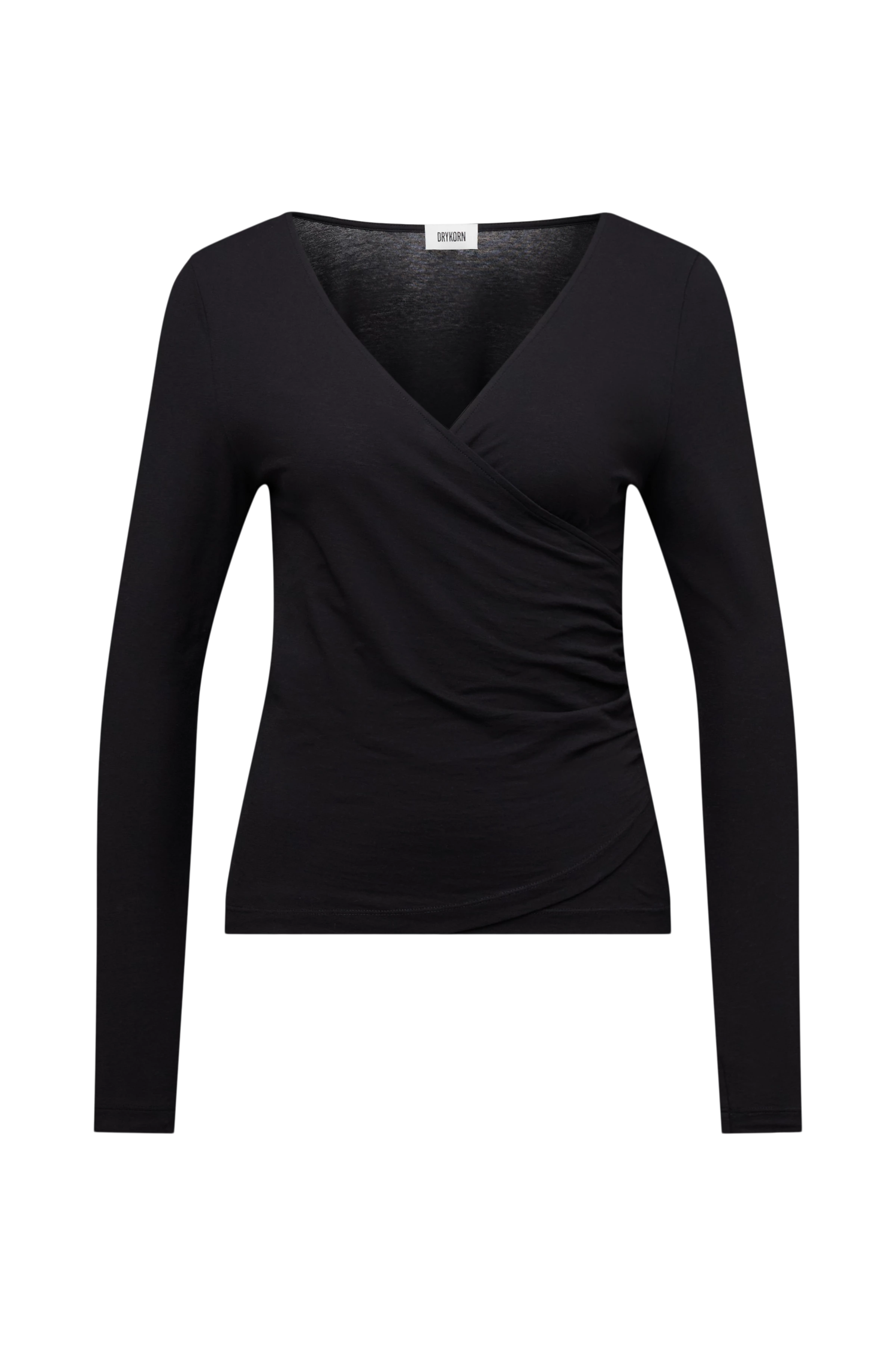 NYSSA - Slim fit wrap-style lightweight jersey longsleeve - women - black - Freisteller Frontansicht