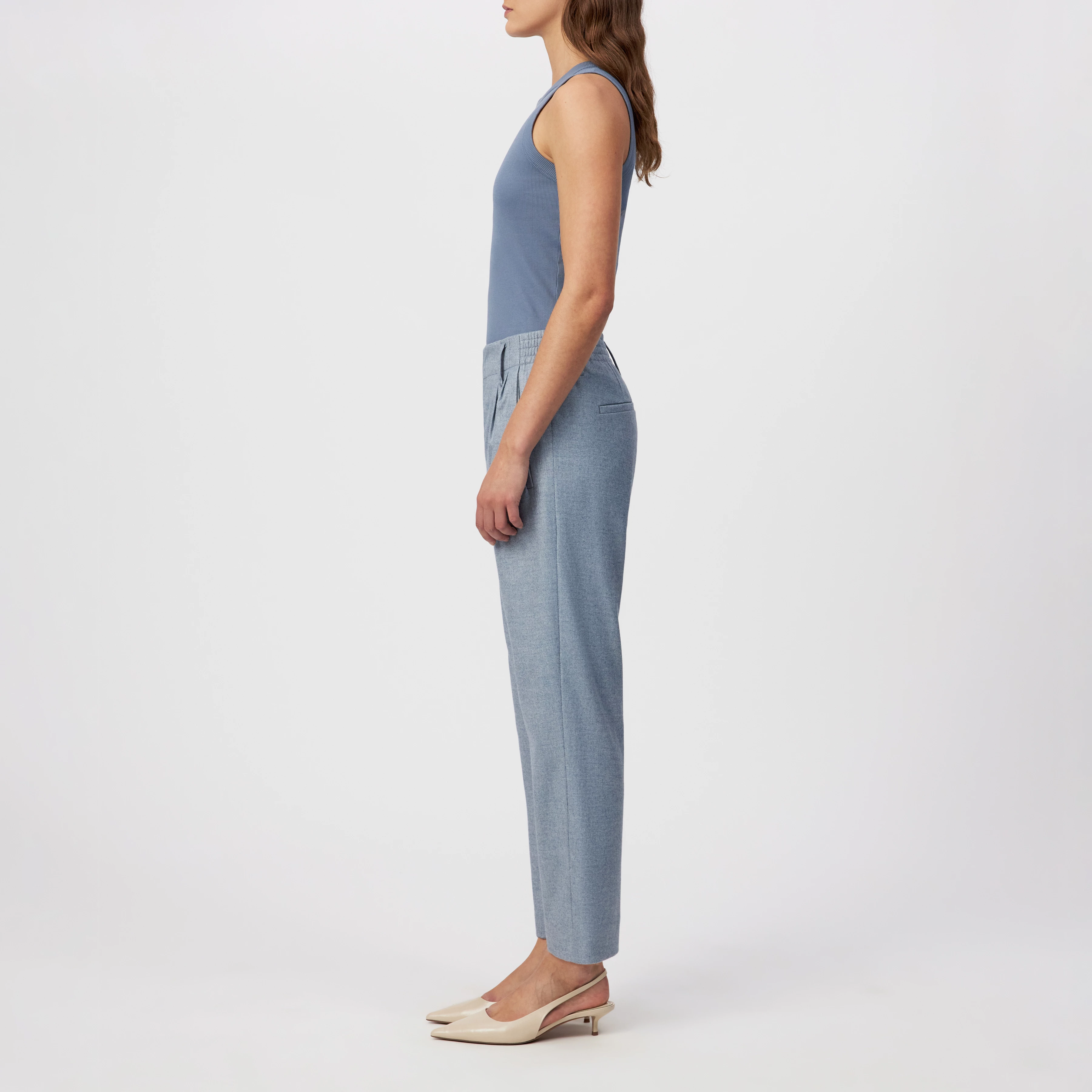 DISPATCH_0 - Pleated trousers in soft flannel - women - blue - Seitenansicht