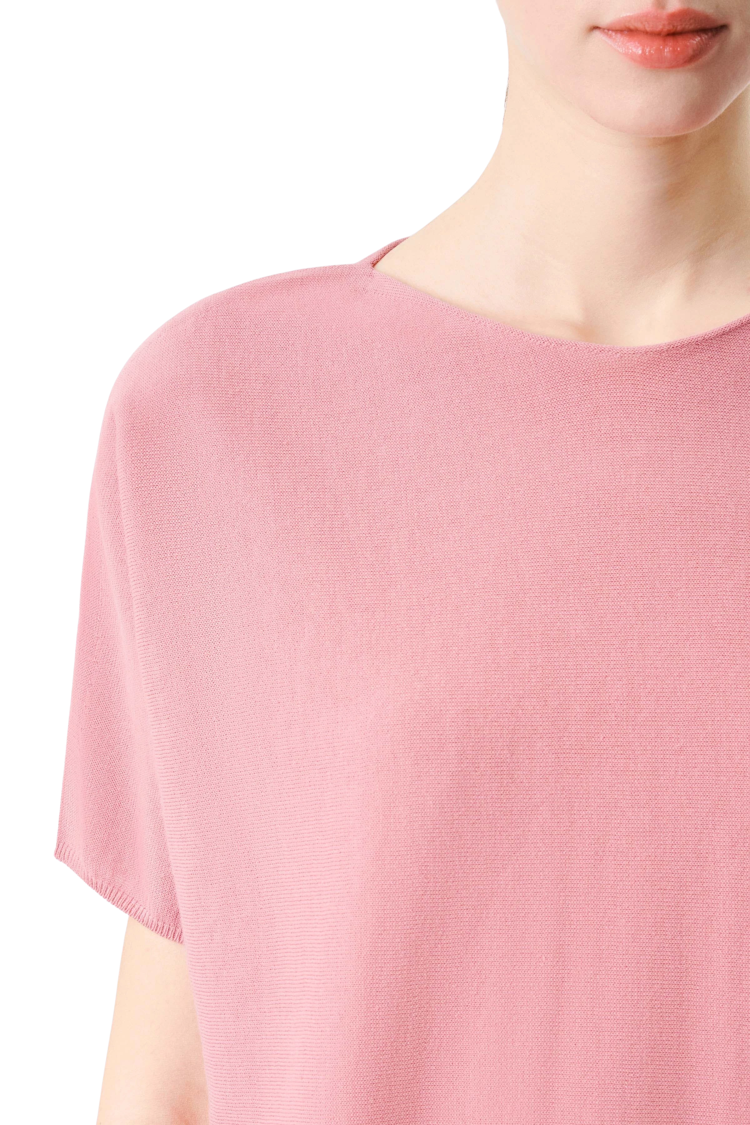 SOMELI - Strick-T-Shirt in Baumwoll-Crêpe - Damen - rosa - Seitenansicht