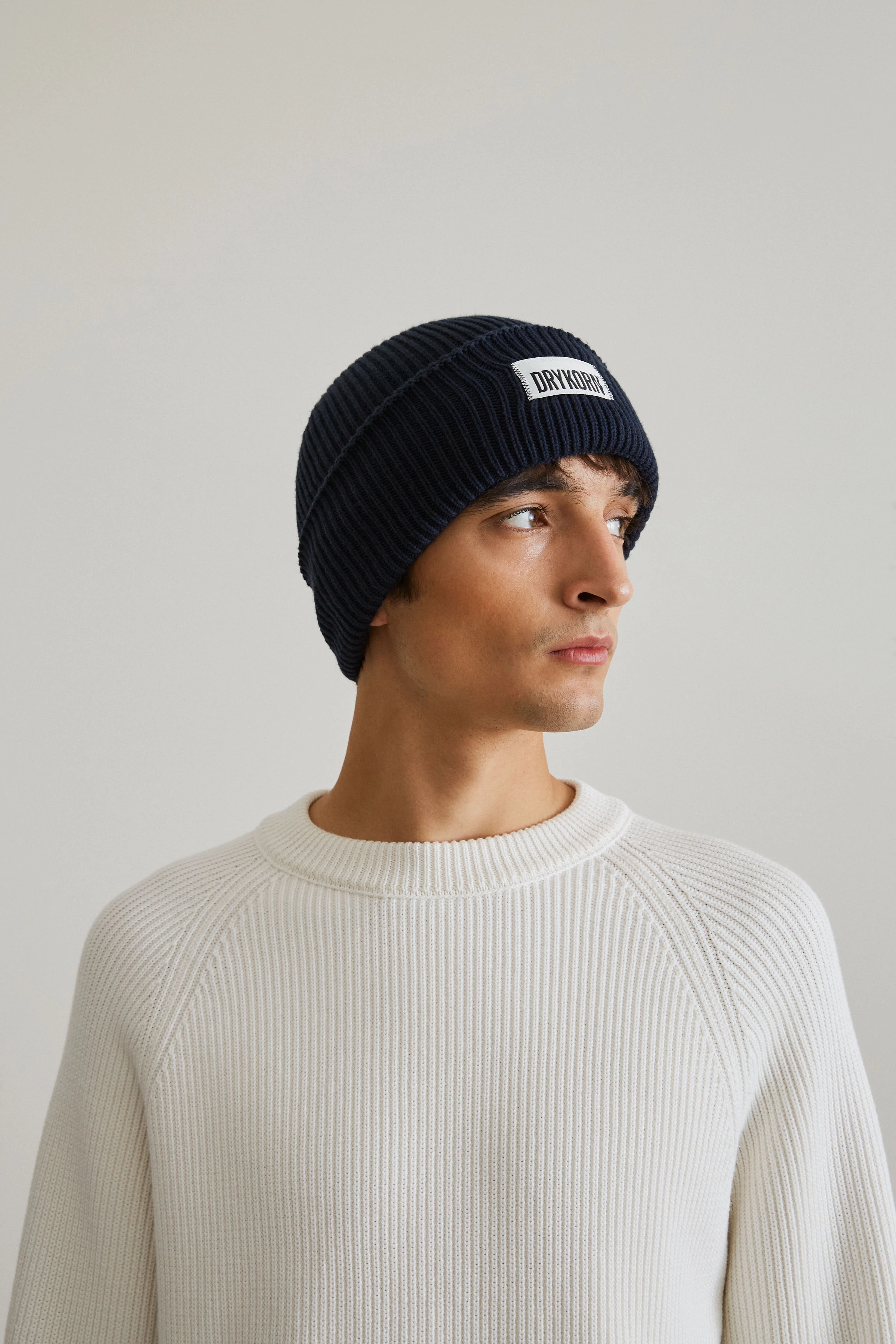 LOAH - Beanie in Baumwoll-Mix - Unisex - blau - Seitenansicht