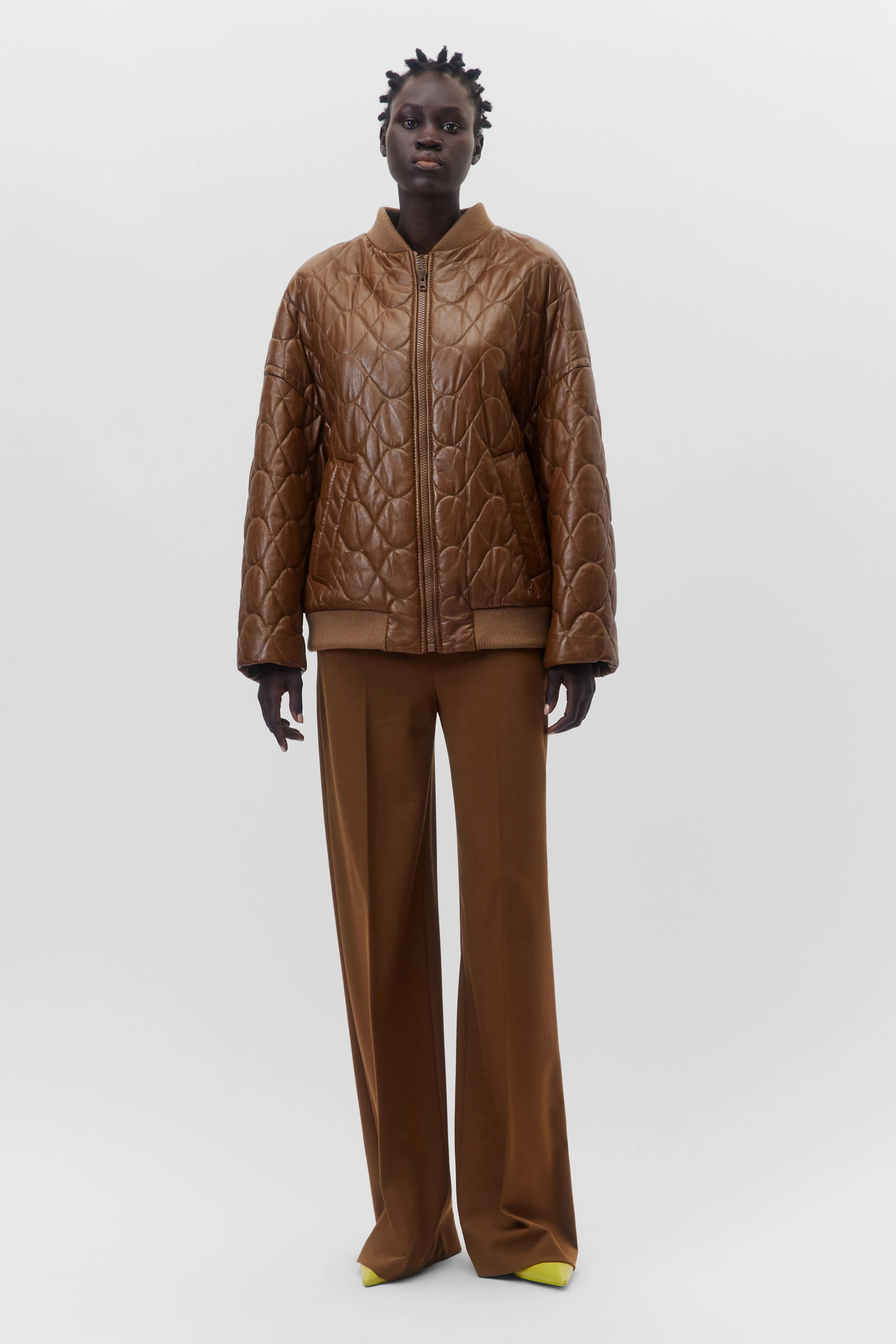 SHAND - Bomberjacke in Nappaleder - Damen - braun - Ganzkörper-Frontansicht