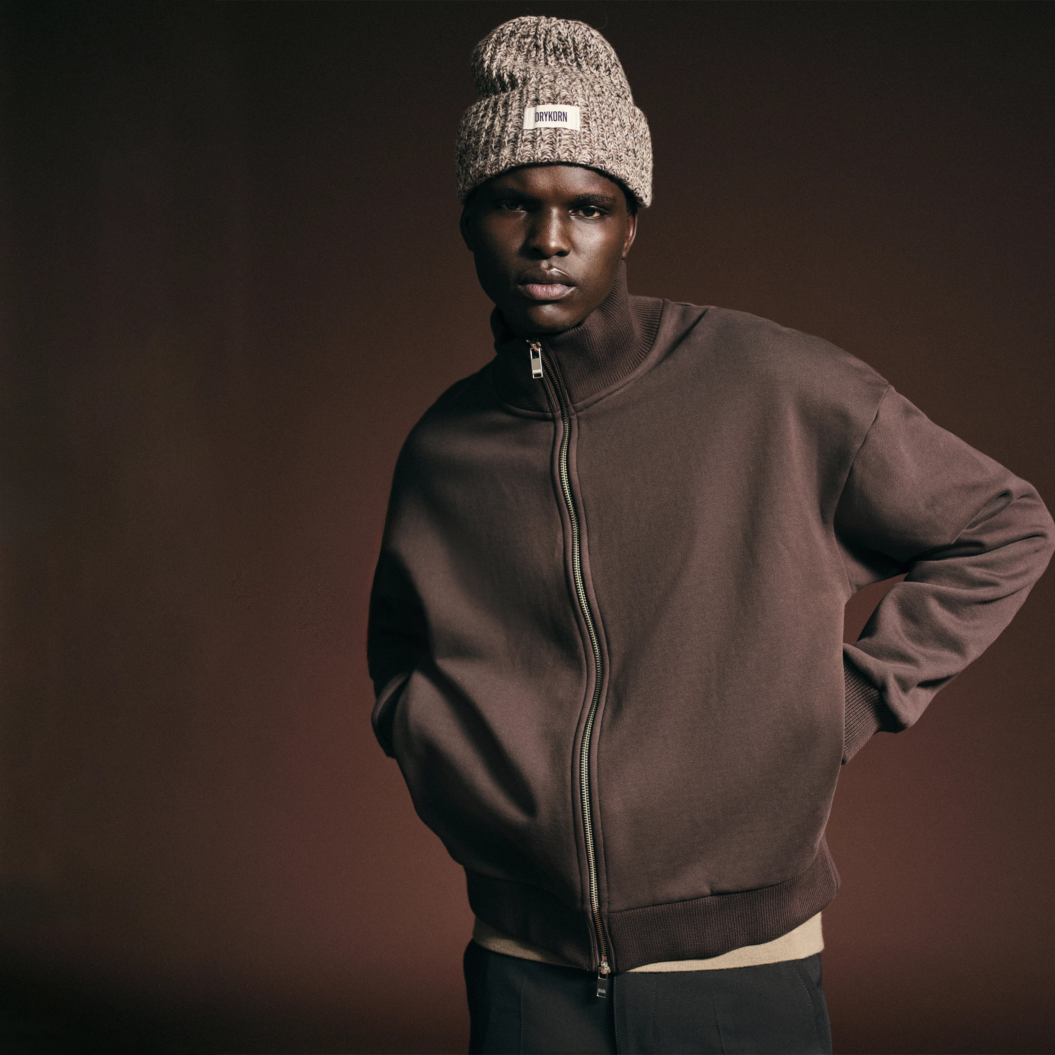 MAKANO_D - Sweat Jacke in French Terry - Herren - braun