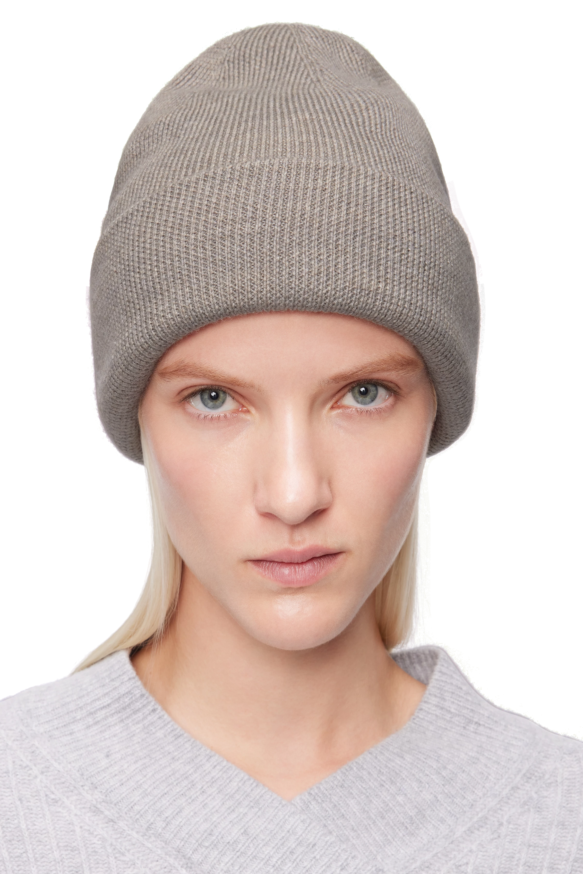 Berretto 100% Alpaca Pieghettato Beige/Grigio - Fatto A Mano In Perù - Unisex - Foto 4