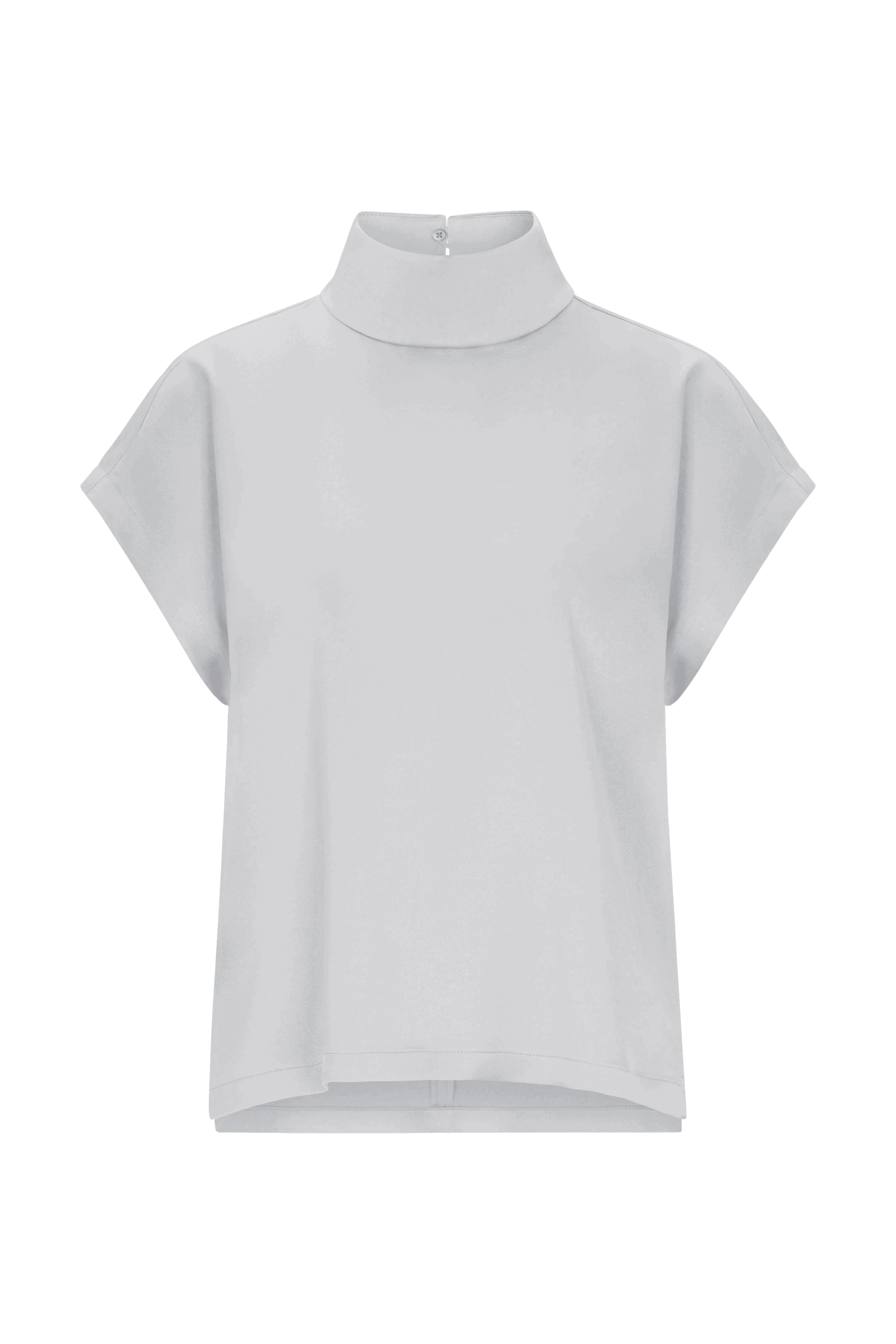 ALARIA_1 - Shirt blouse with stand-up collar in satin - women - grey - Freisteller Frontansicht
