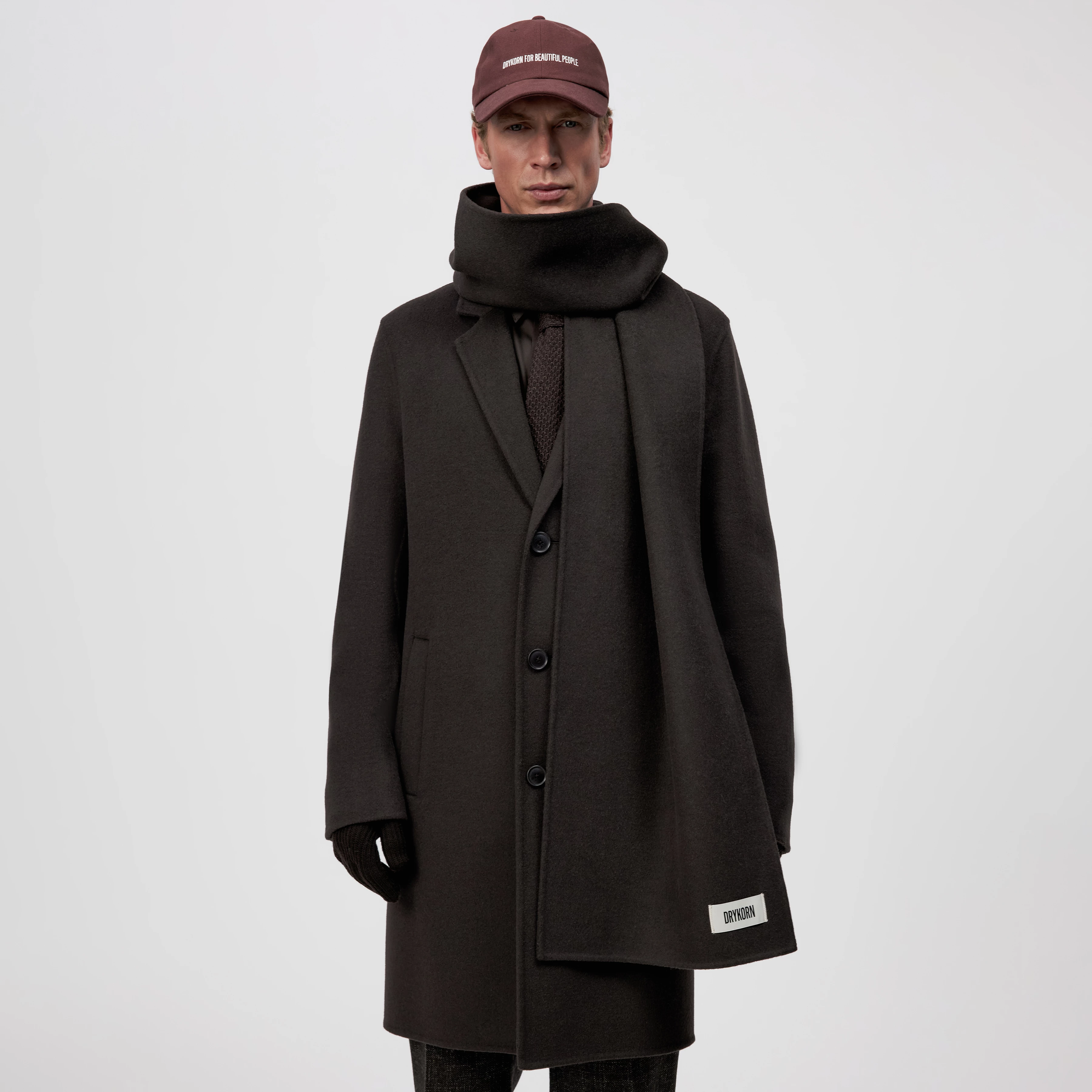 JARI - Schal in Woll-Doubleface - Unisex - braun - Rückansicht