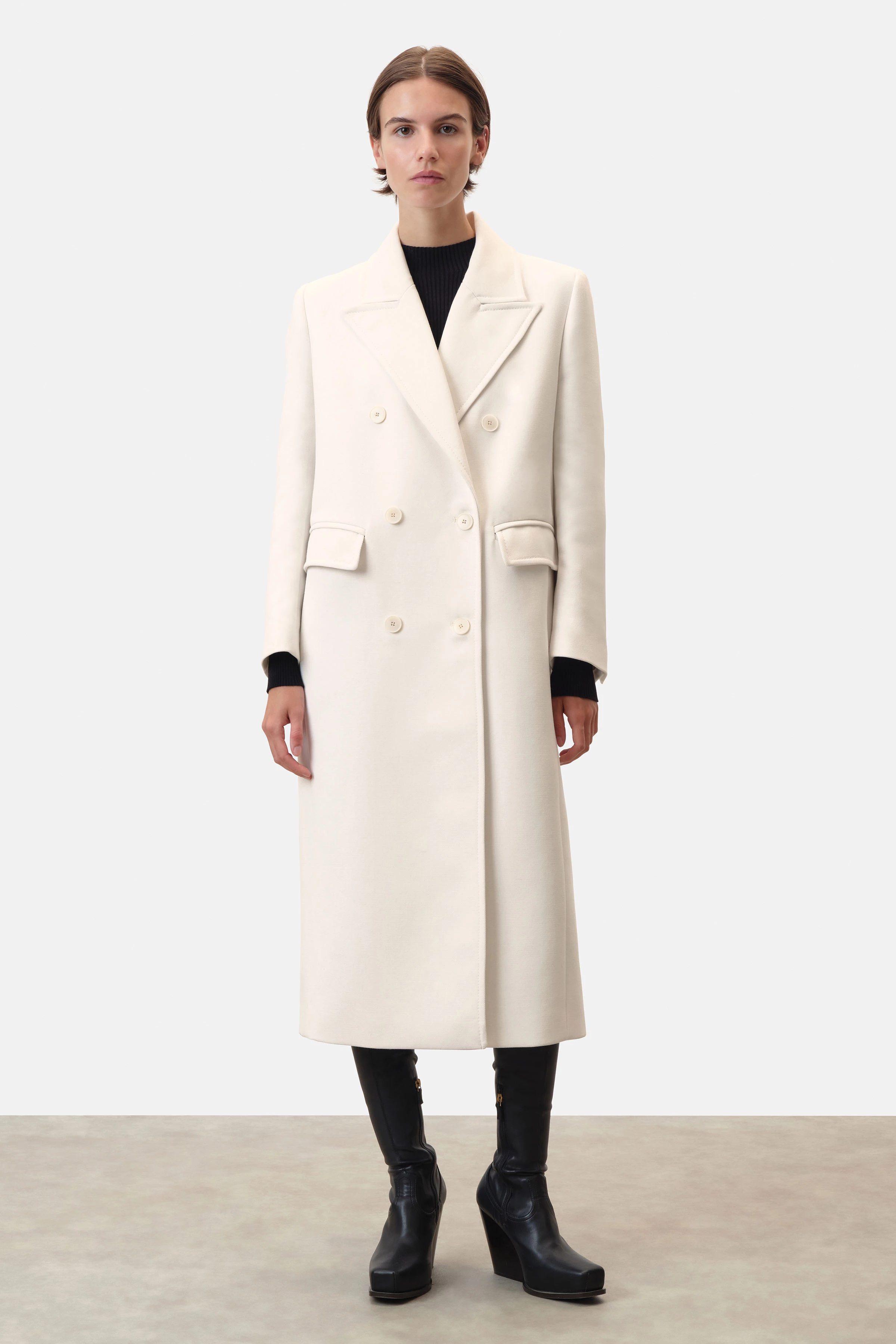 WORCESTER - blazerjas met schouderaccent van wollen keperstof - dames - off white - Ganzkörper-Frontansicht