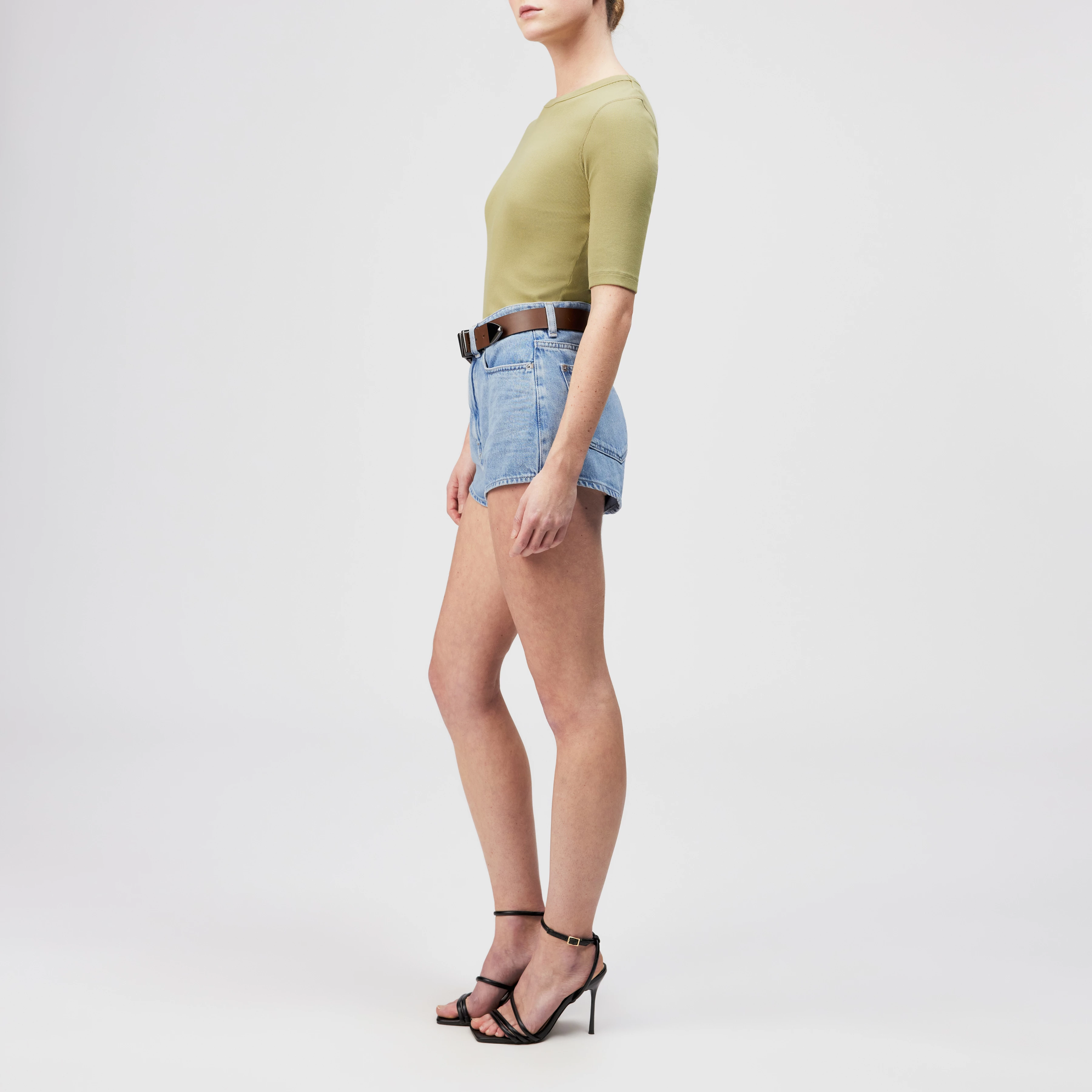 SELAY - Haut étroit en coton côtelé - women - marron - Seitenansicht