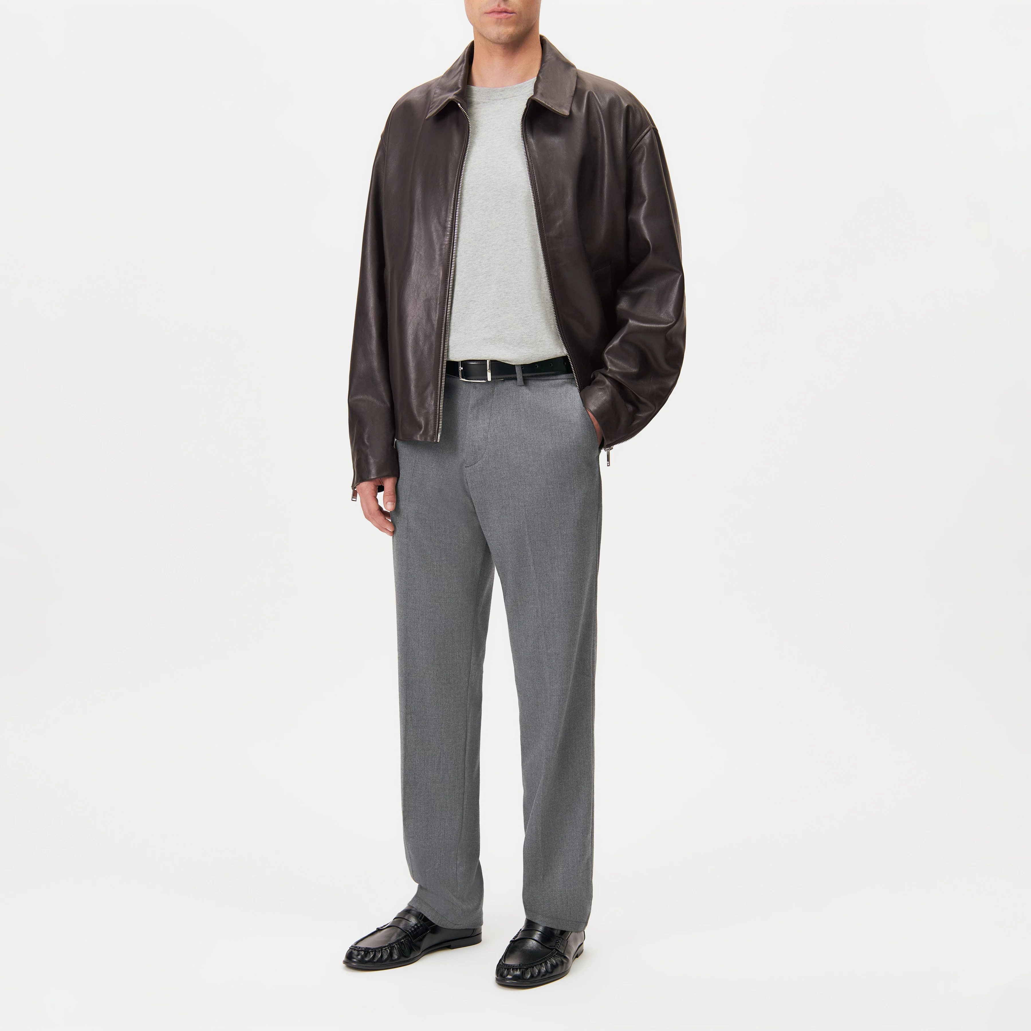 AJEND_RGLR - Tailored trousers in twill look - men - grey - Ganzkörper-Frontansicht