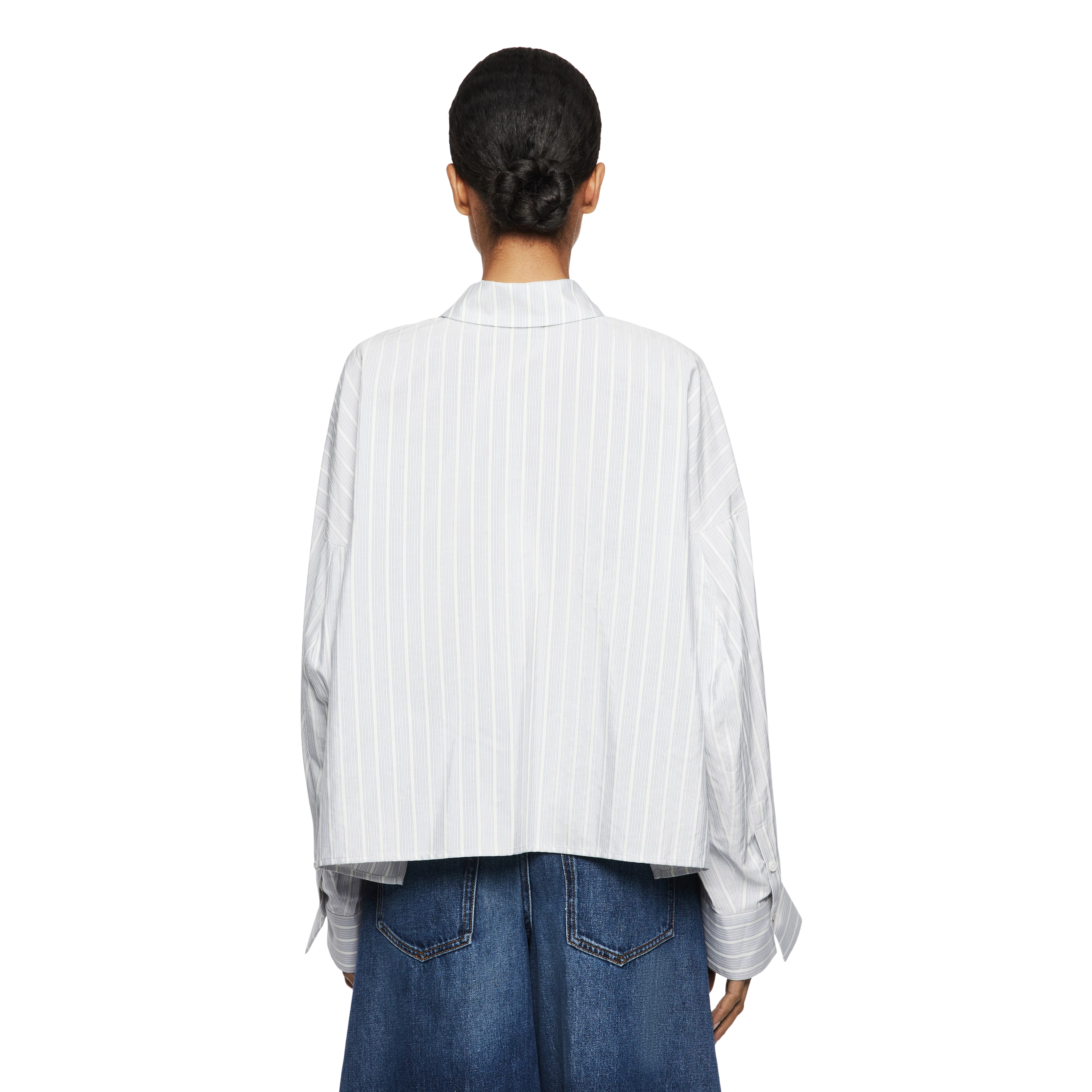 OSHIA - Oversized Hemdbluse in Seide-Baumwolle Mix - Damen - blau - Rückansicht