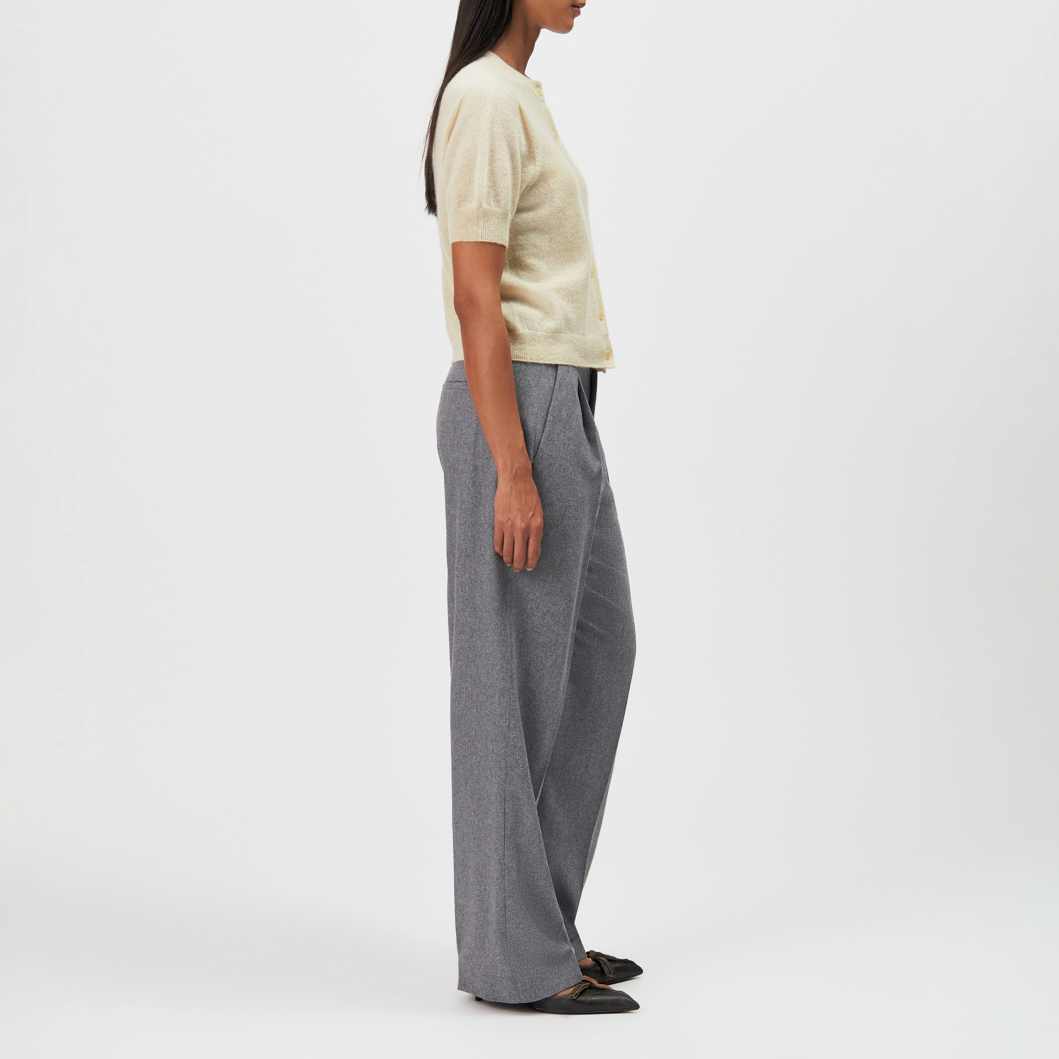 DARYANI - Alpaca-blend cropped cardigan - women - yellow - Seitenansicht