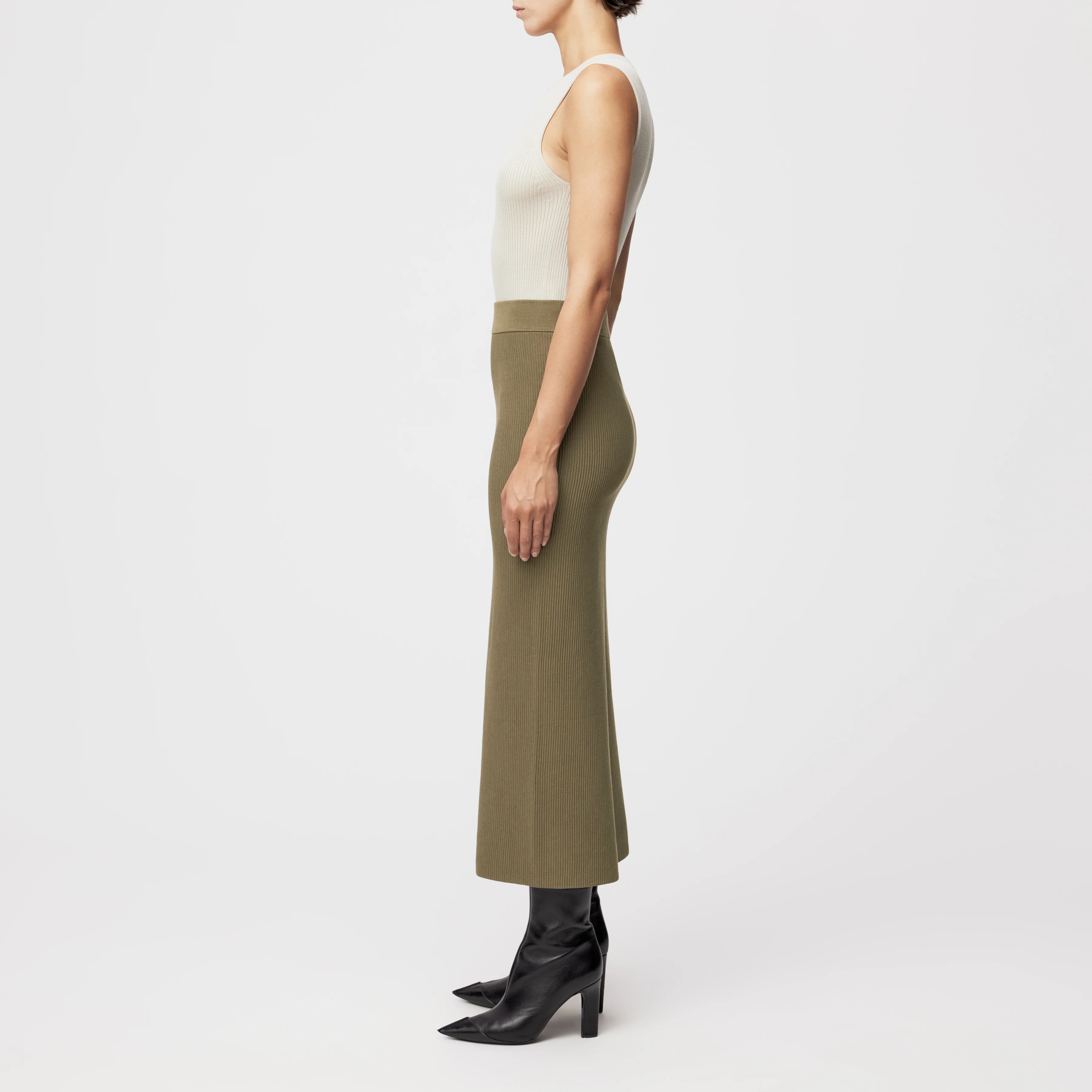 LUDAMI - Bleistiftrock in Baumwollstruktur - Damen - grün - Seitenansicht