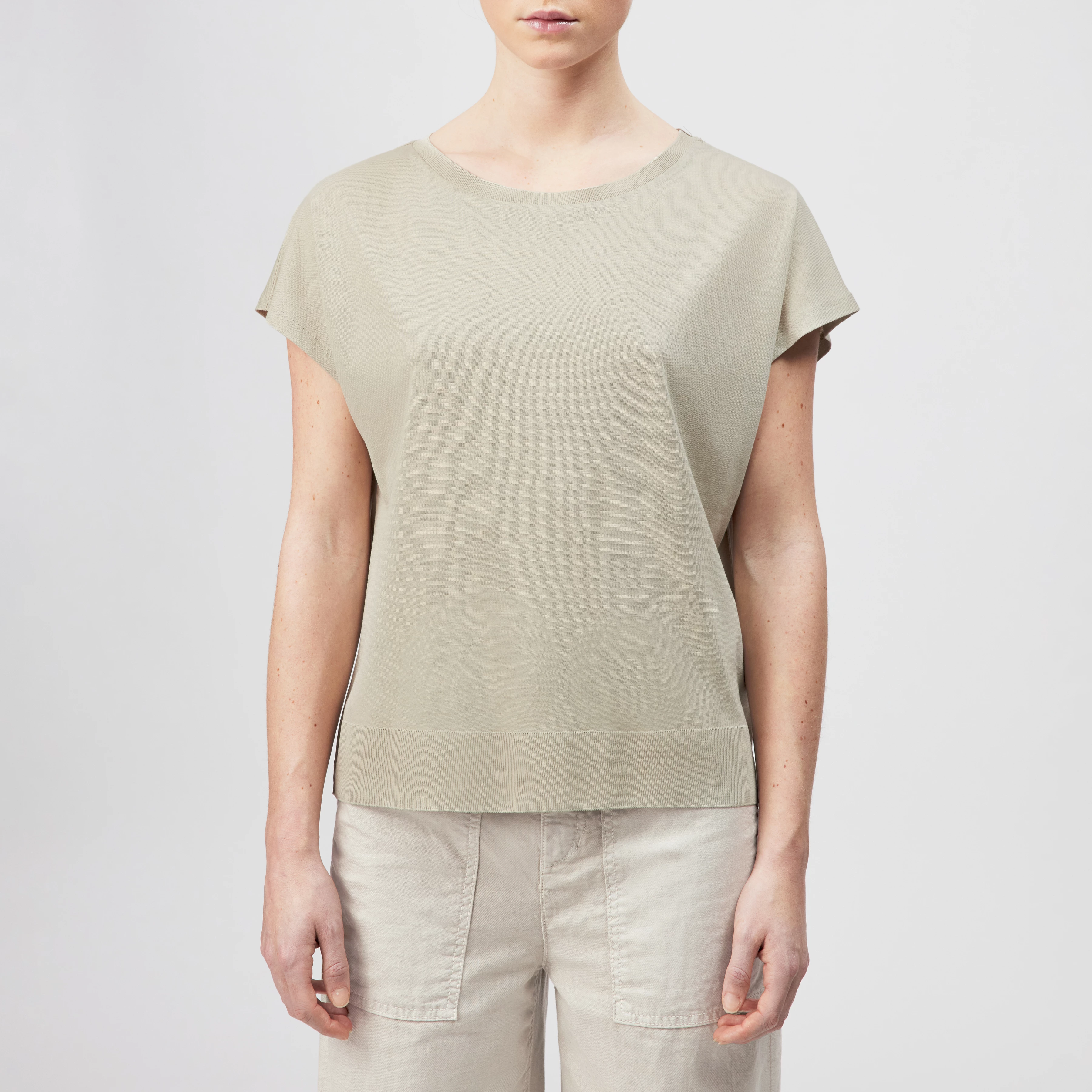 VANOPE - T-shirt in lyocell-cotton mix - women - beige - Frontansicht