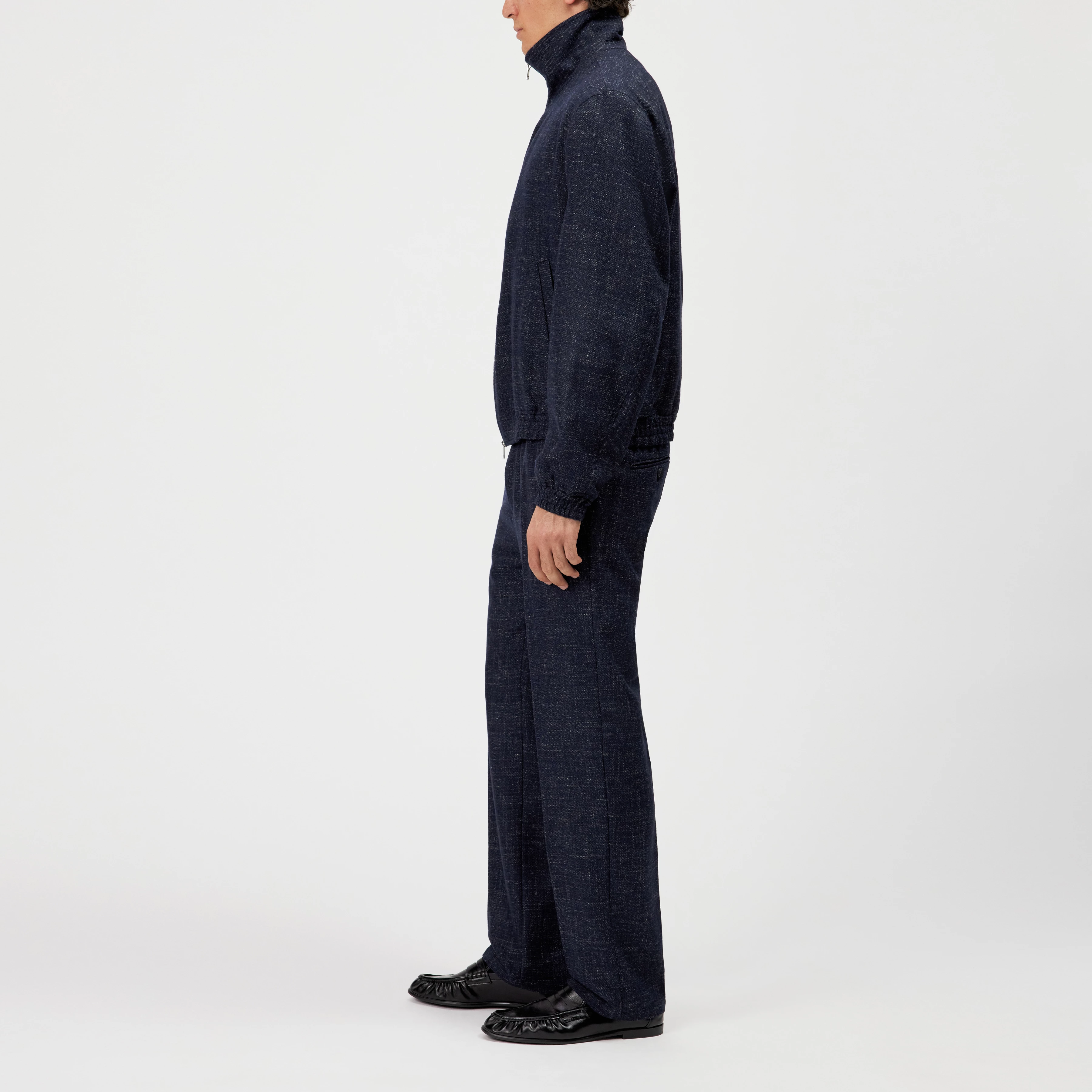 GRALON_2 - Textured wool-blend blouson jacket - men - blue - Seitenansicht