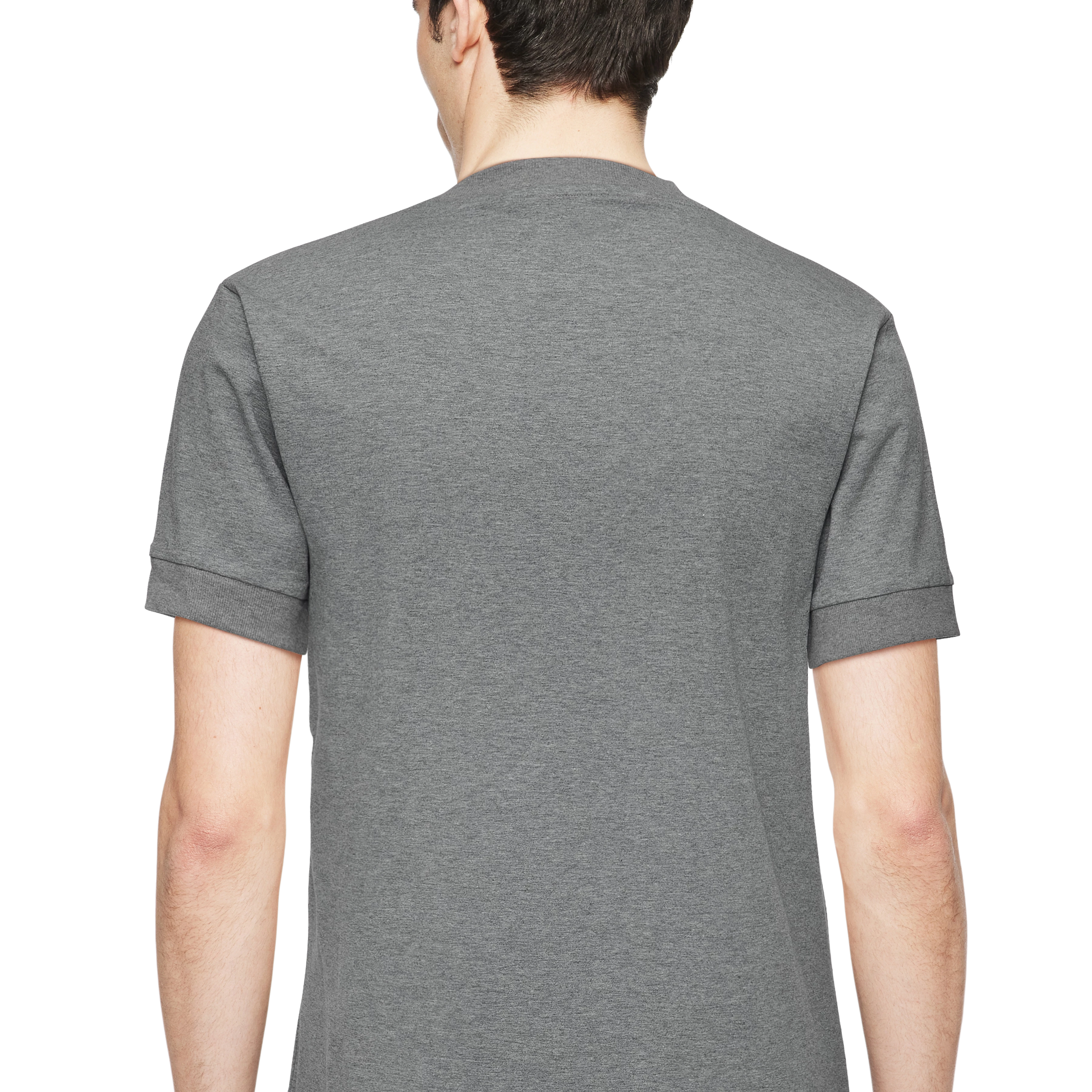 ANTON - Fitted T-Shirt in Baumwolle - Herren - grau - Detailansicht am Model