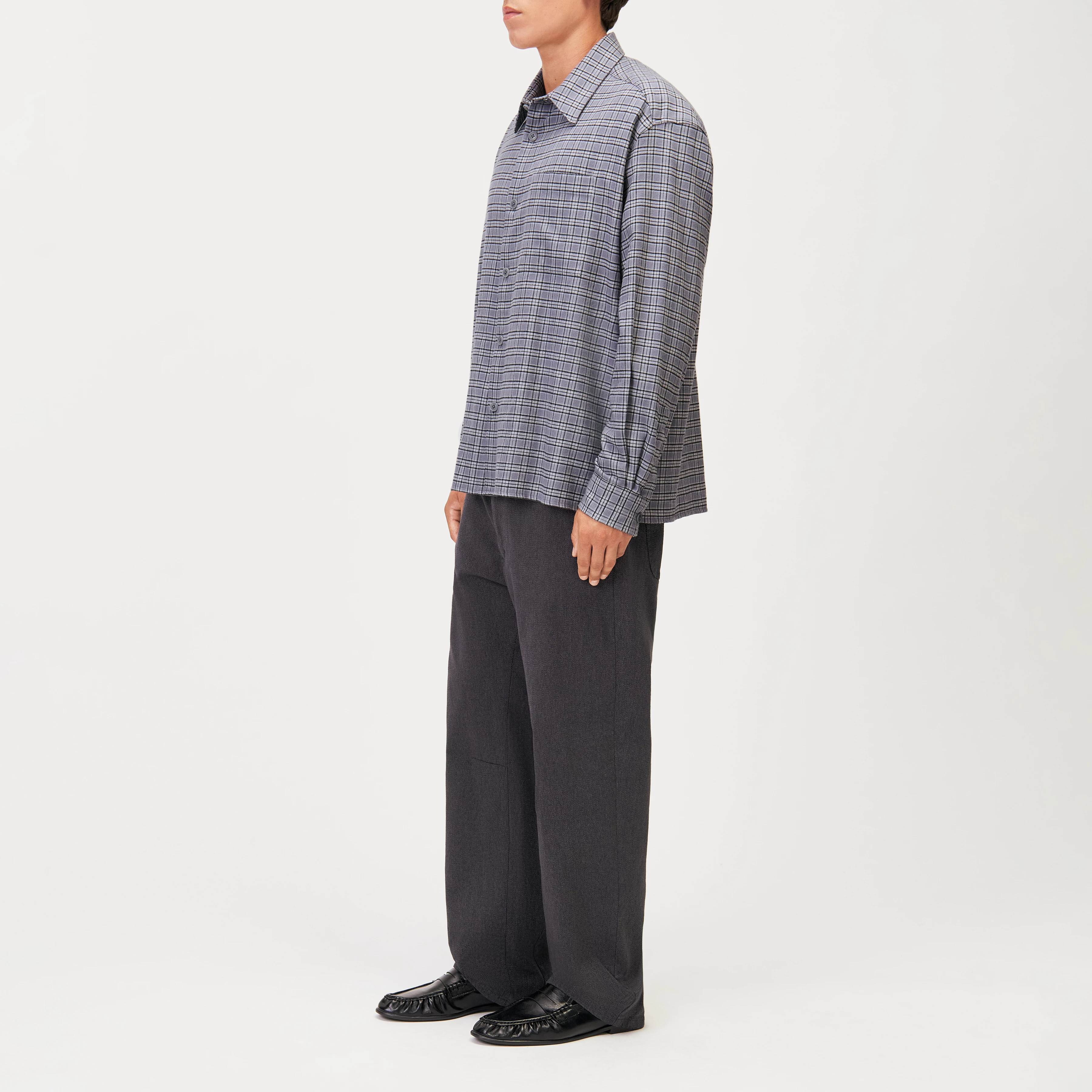 BAUNT - Regular Fit Cotton-blend Shirt - men - grey - Seitenansicht