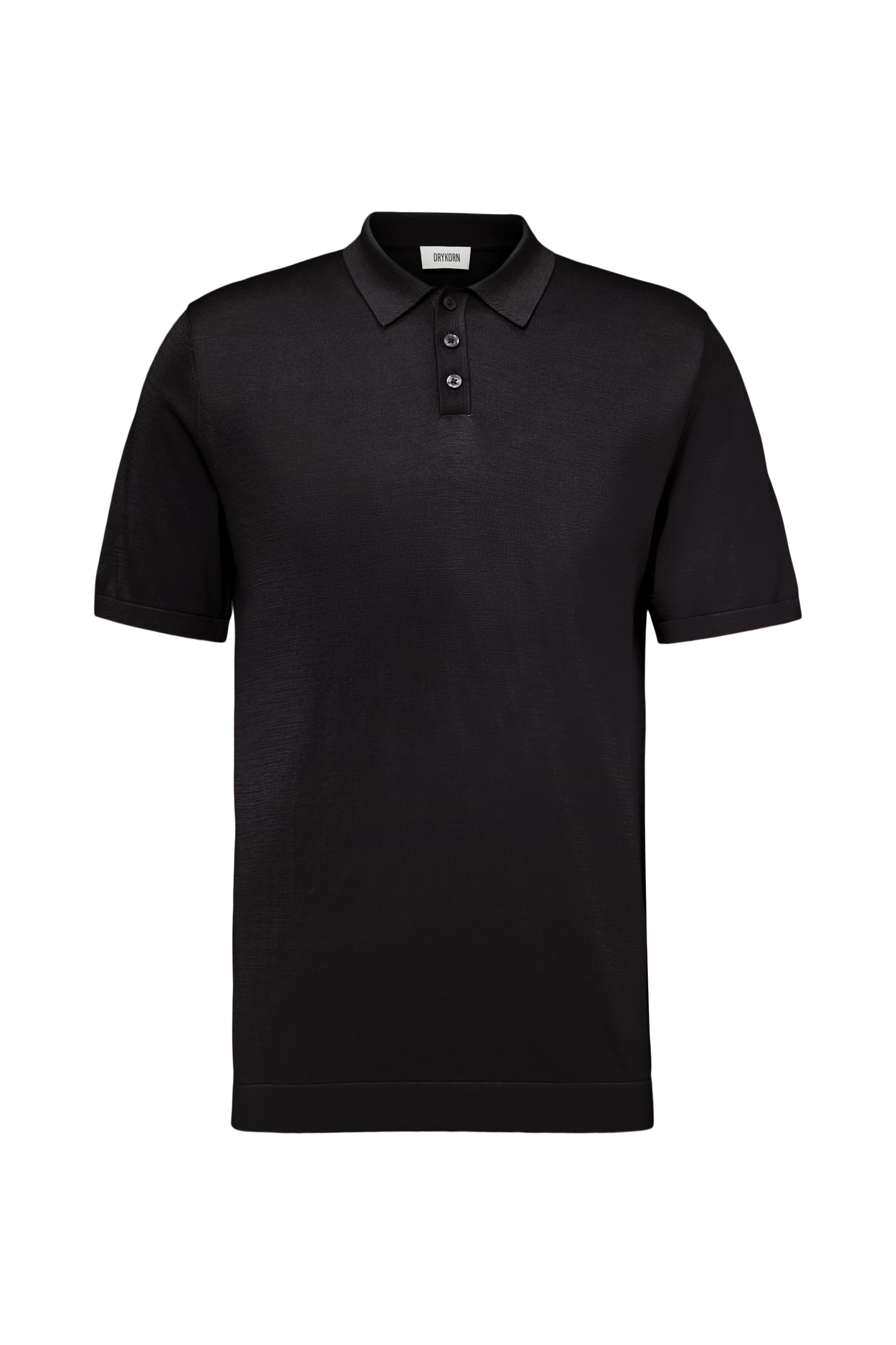 TRITON - Polo shirt in silk-cotton blend - men - black - Freisteller Frontansicht