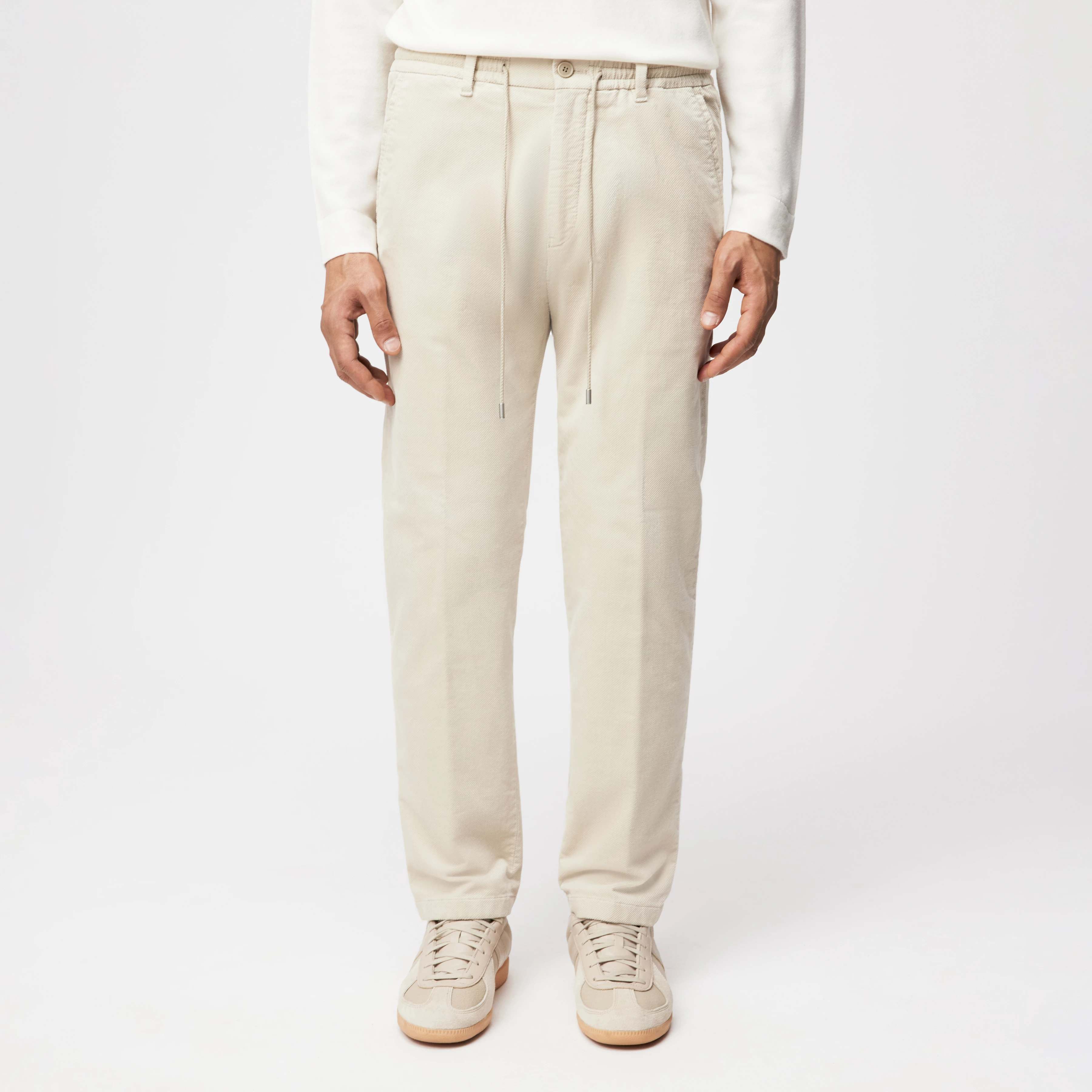 DEGER - Jogpants mit Tunnelzug in Samt - Herren - beige - Frontansicht