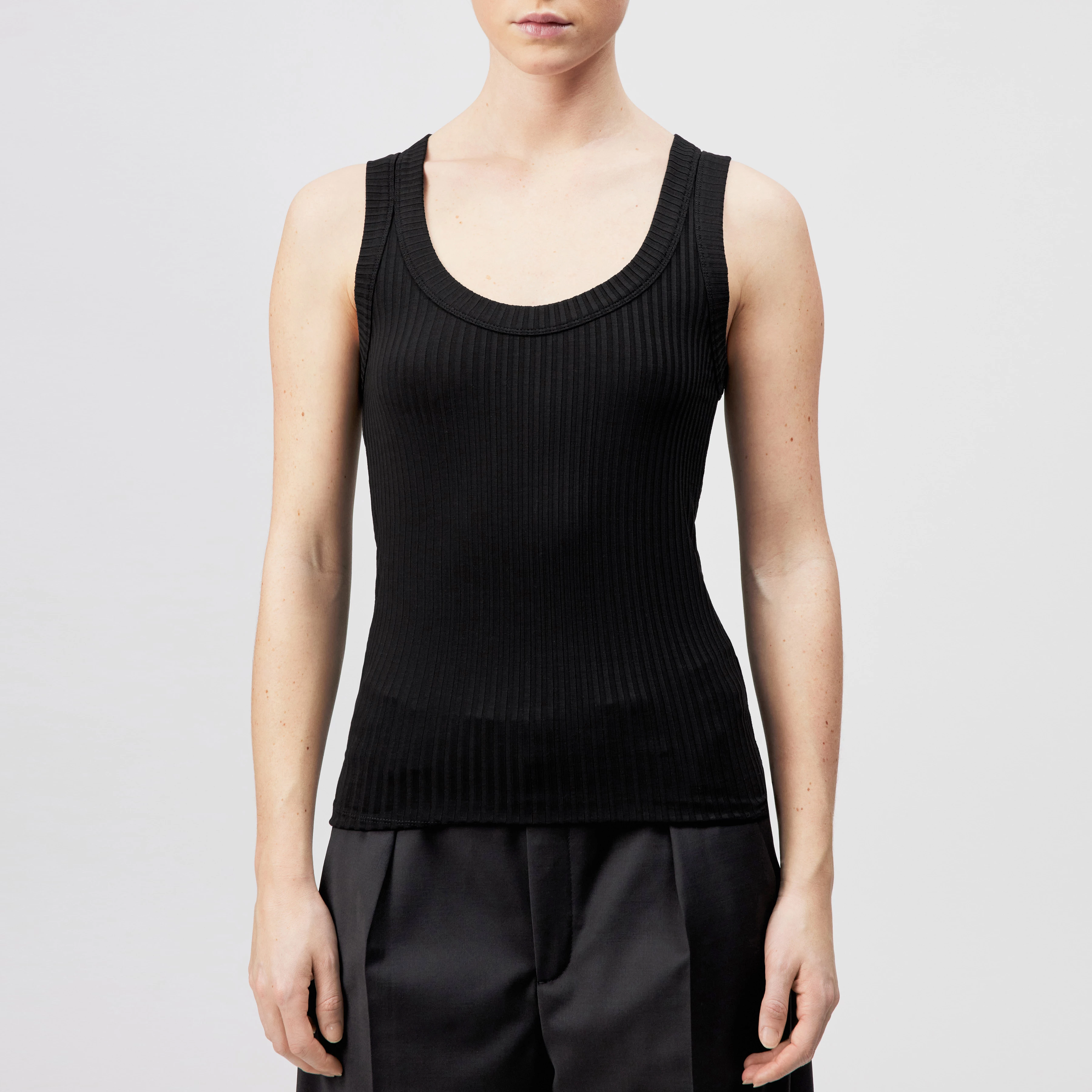 TAVIRA - Ribbed Jersey Tank Top - women - black - Frontansicht