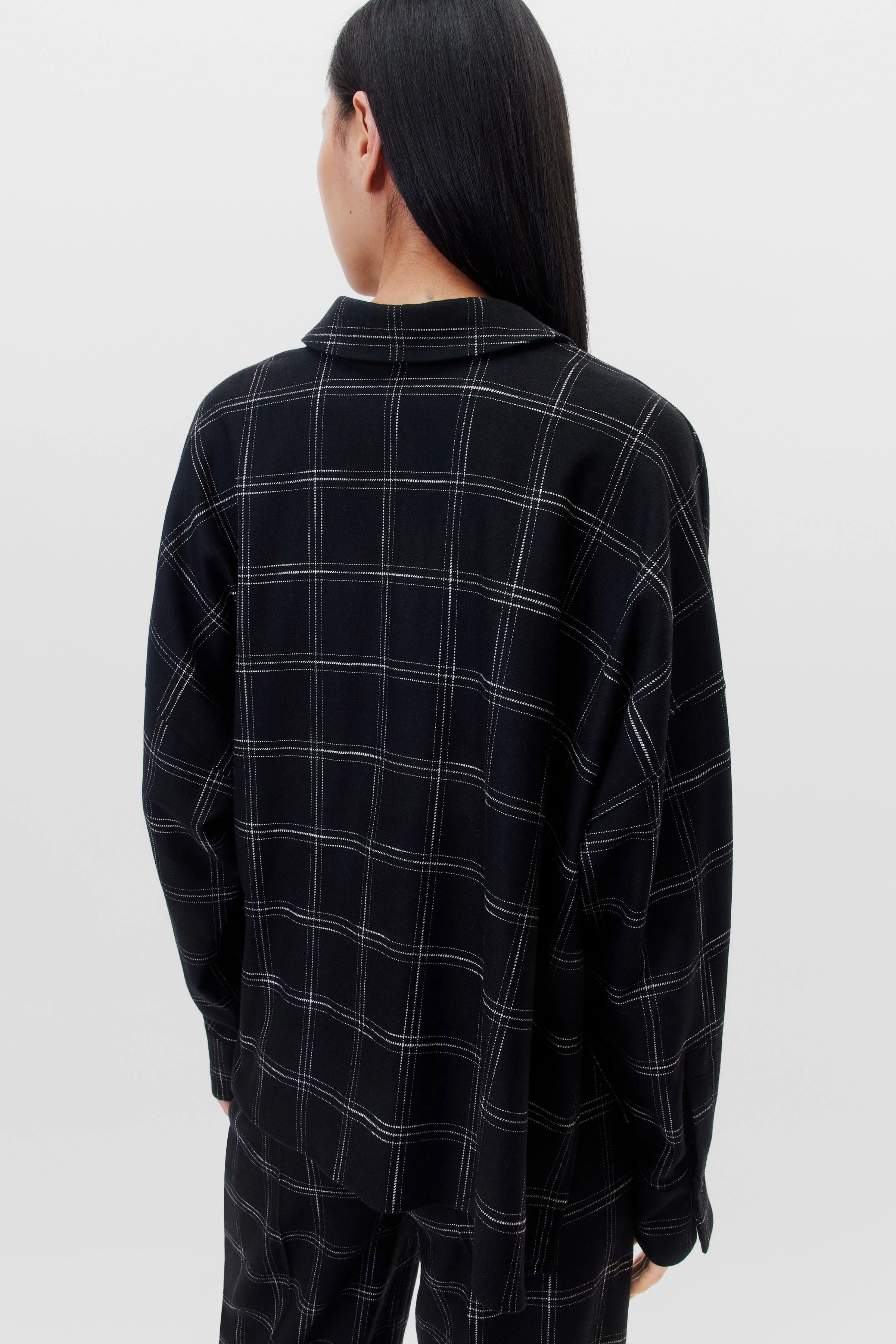 NAMIDA - flannel shirt blouse - women - black - Rückansicht