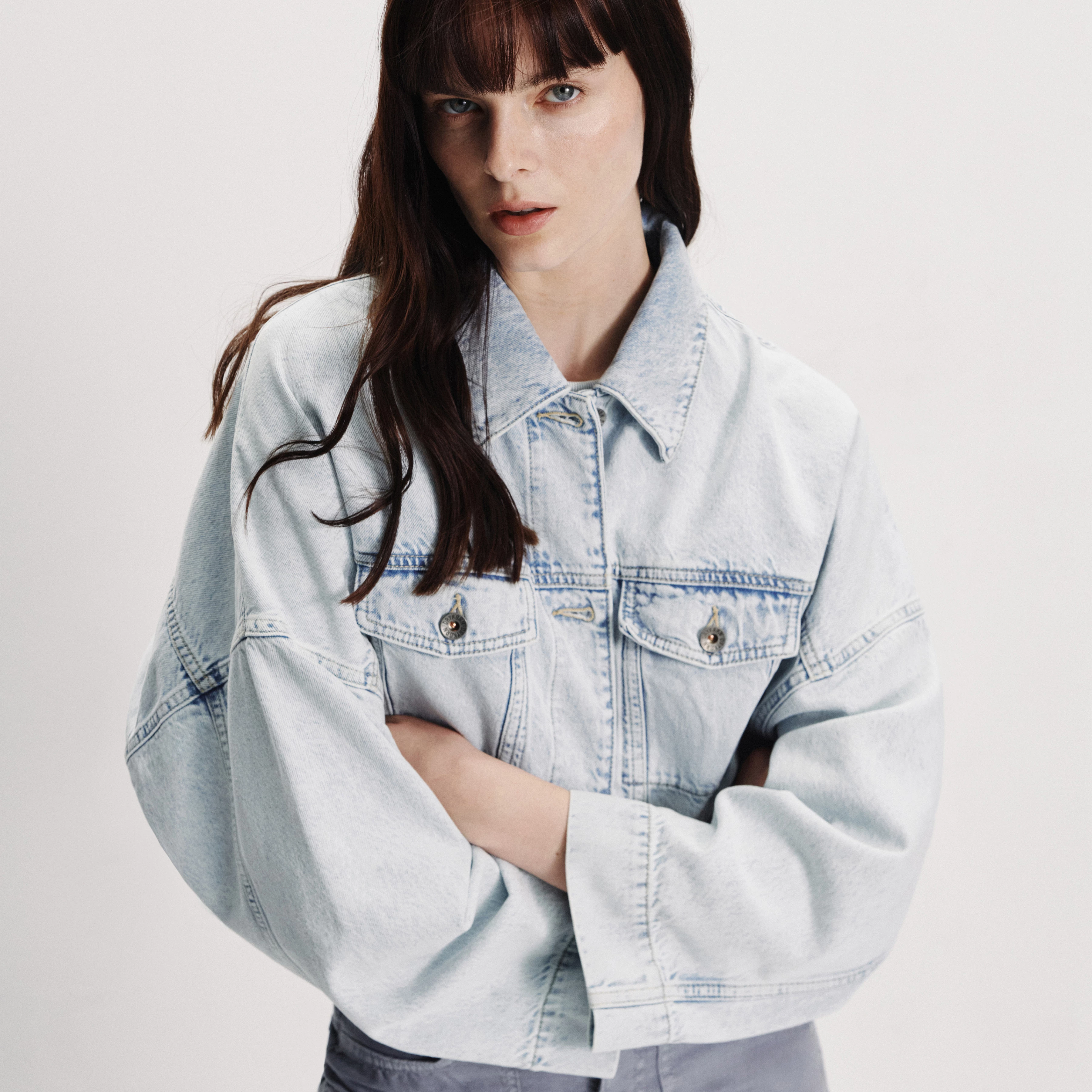HOLBROOKS - Veste oversized en denim bleu clair - women - bleu