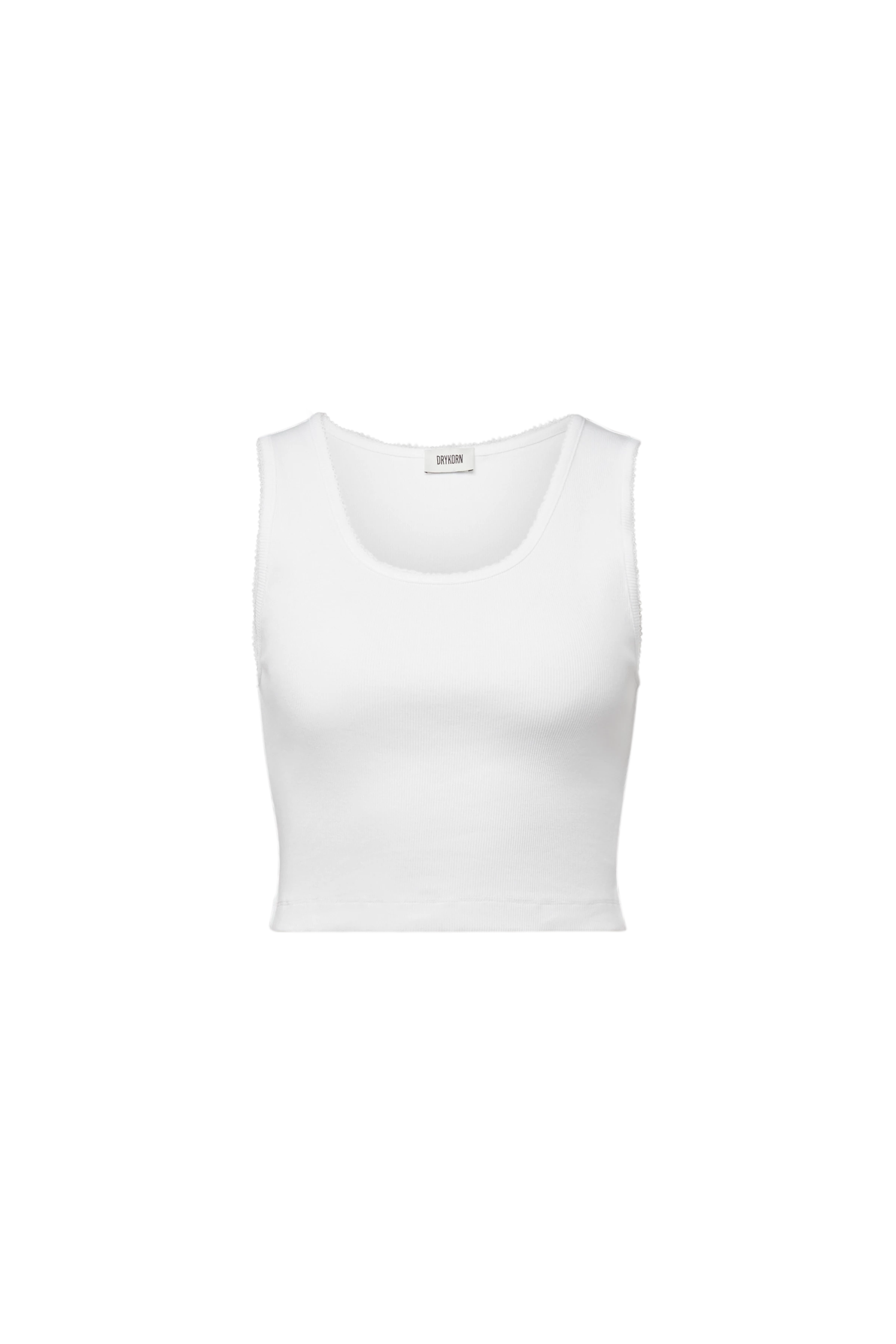 TIORA - Cropped cotton top with embroidered trim - women - white - Freisteller Frontansicht