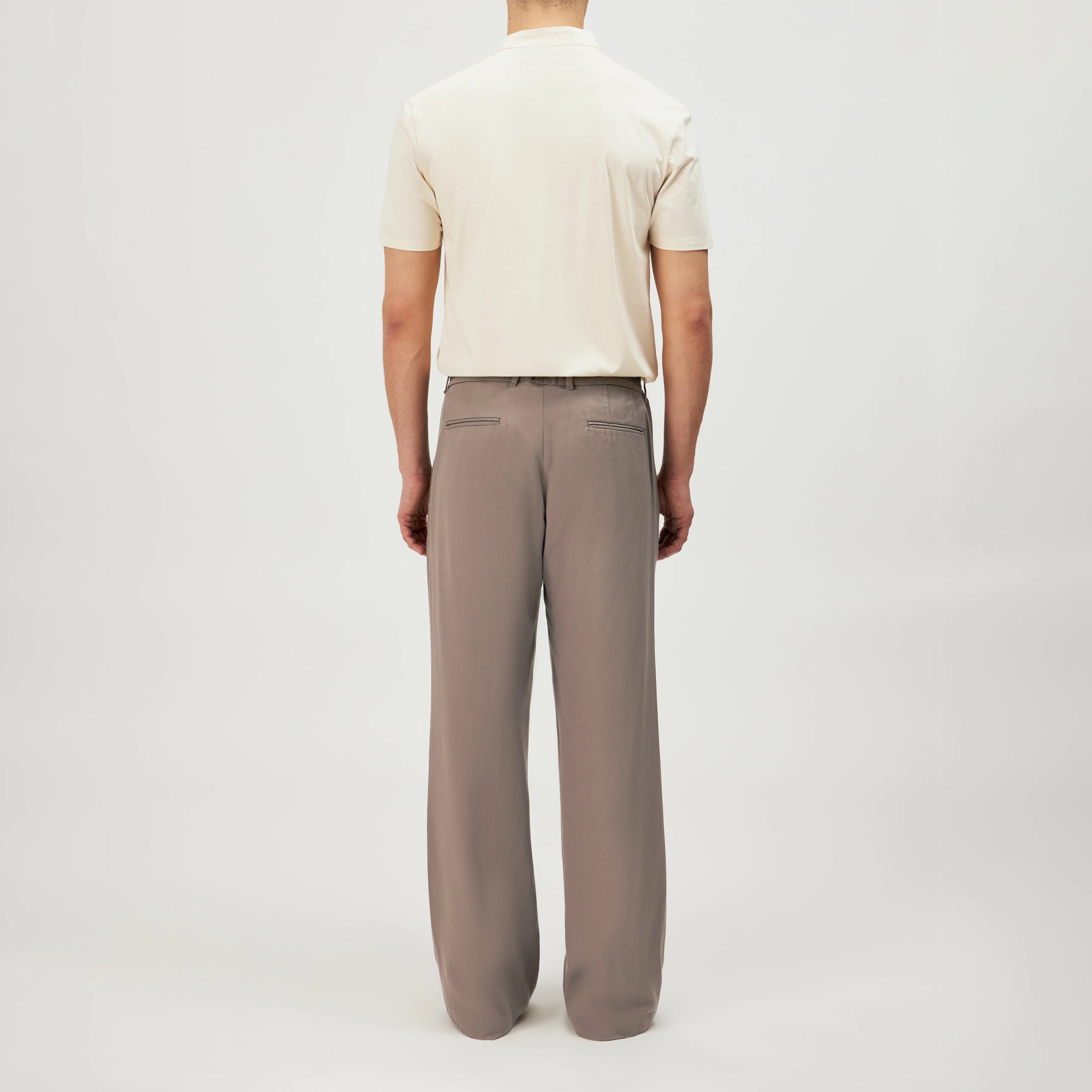 LOUIS - T-shirt with button placket in blended cotton modal - men - beige - Rückansicht