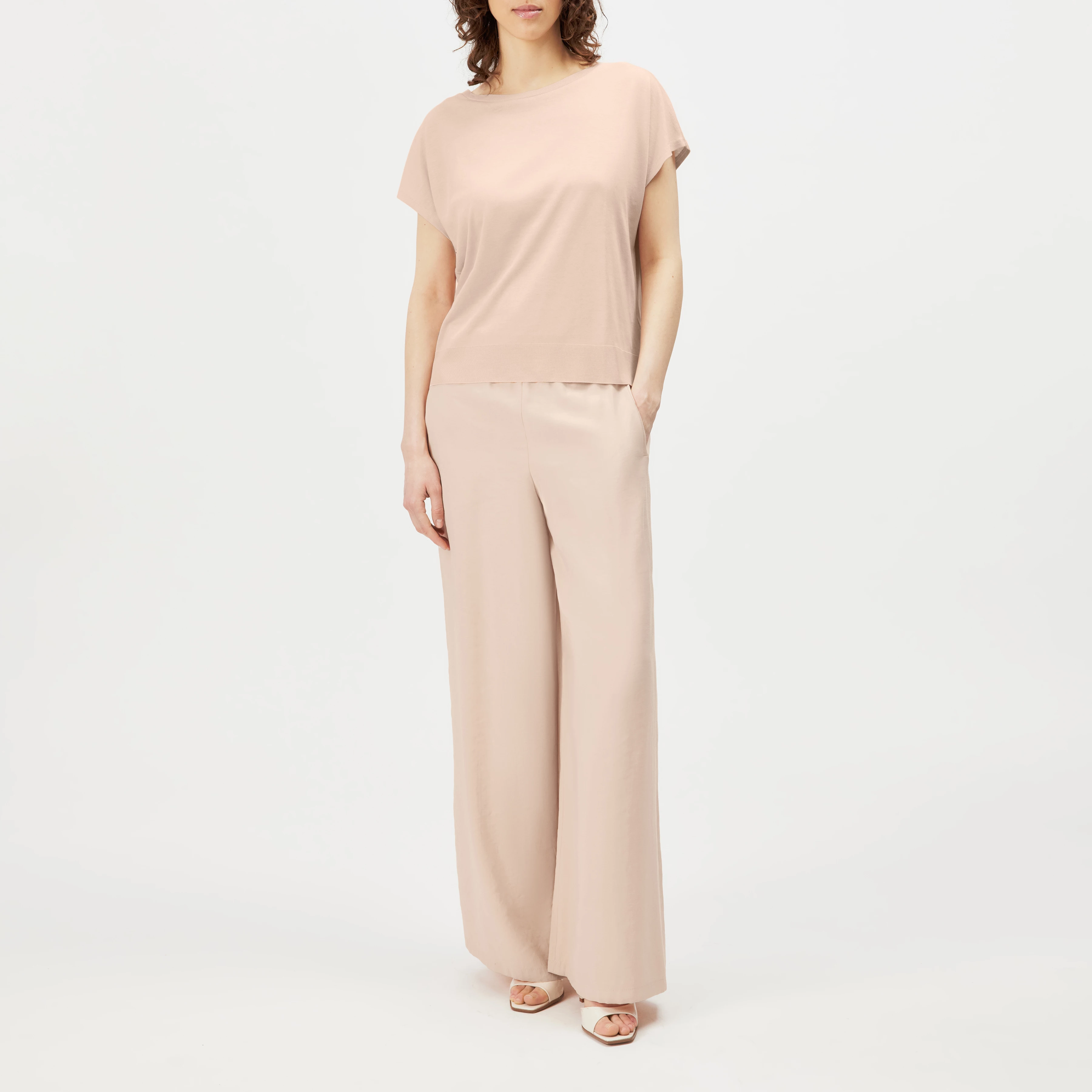 VANOPE - T-shirt in lyocell-cotton fine knit look - women - orange - Ganzkörper-Frontansicht