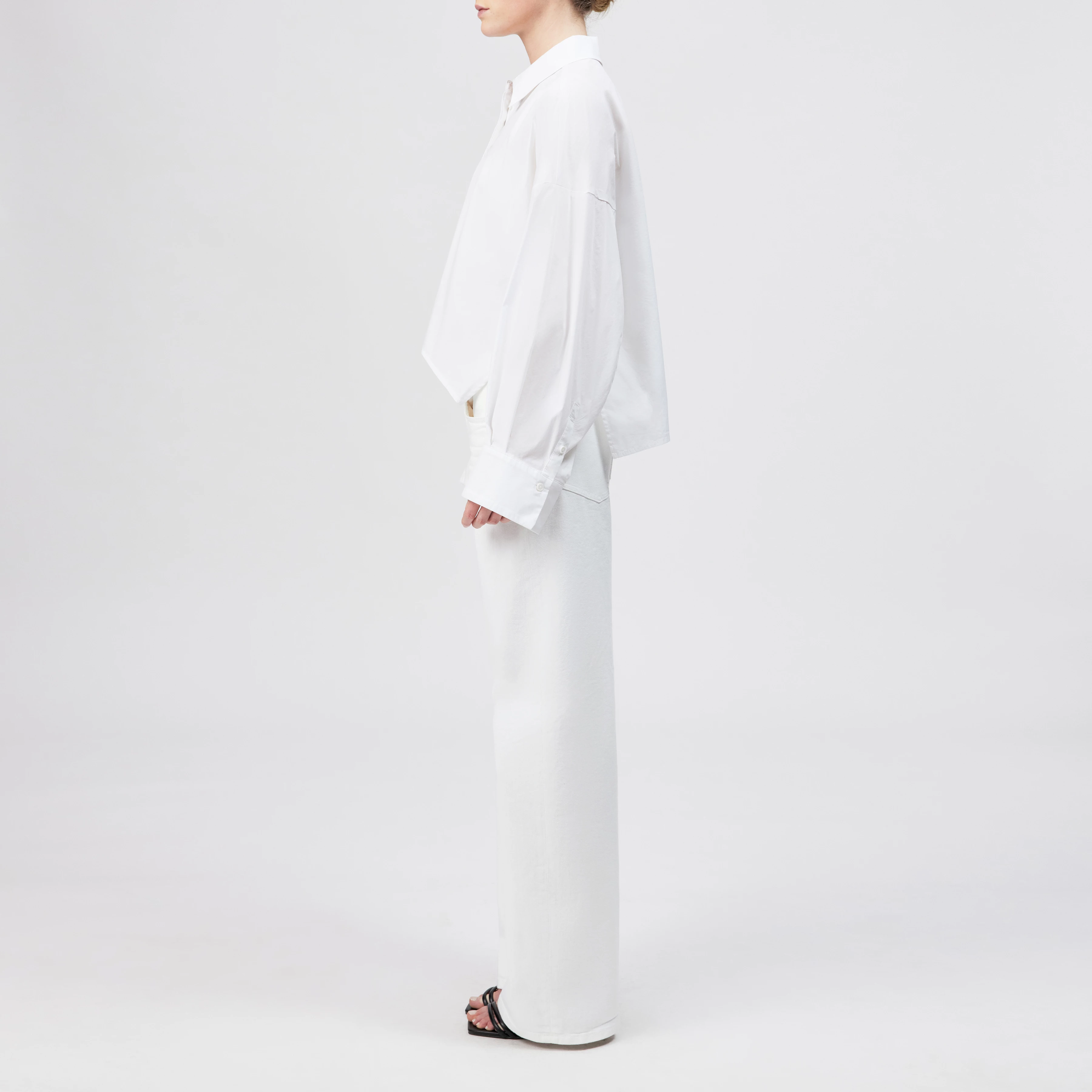 OSHIA - Oversized shirt blouse in poplin - women - white - Seitenansicht