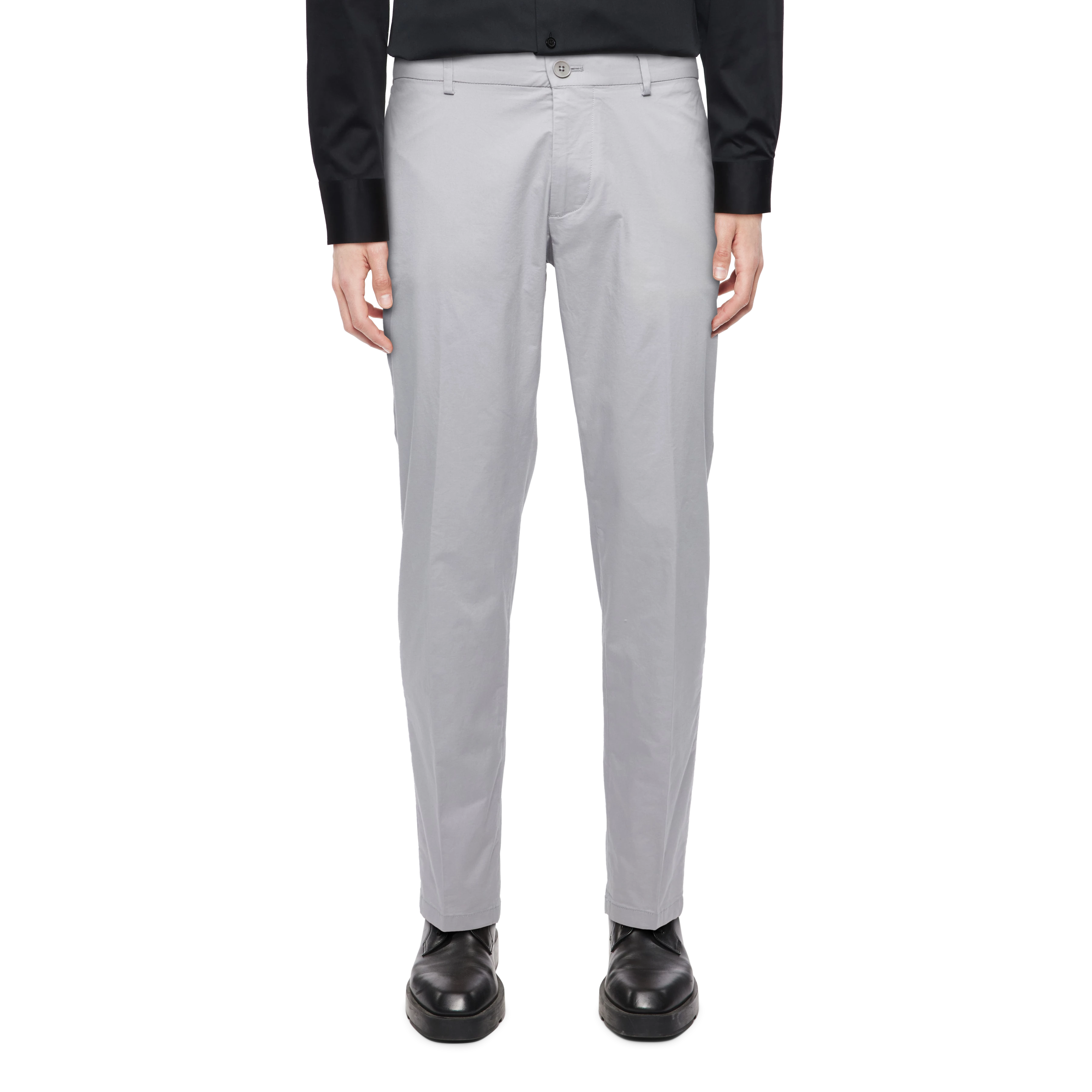 AJEND - Pantalon confectionné en gabardine de coton - men - gris - Frontansicht