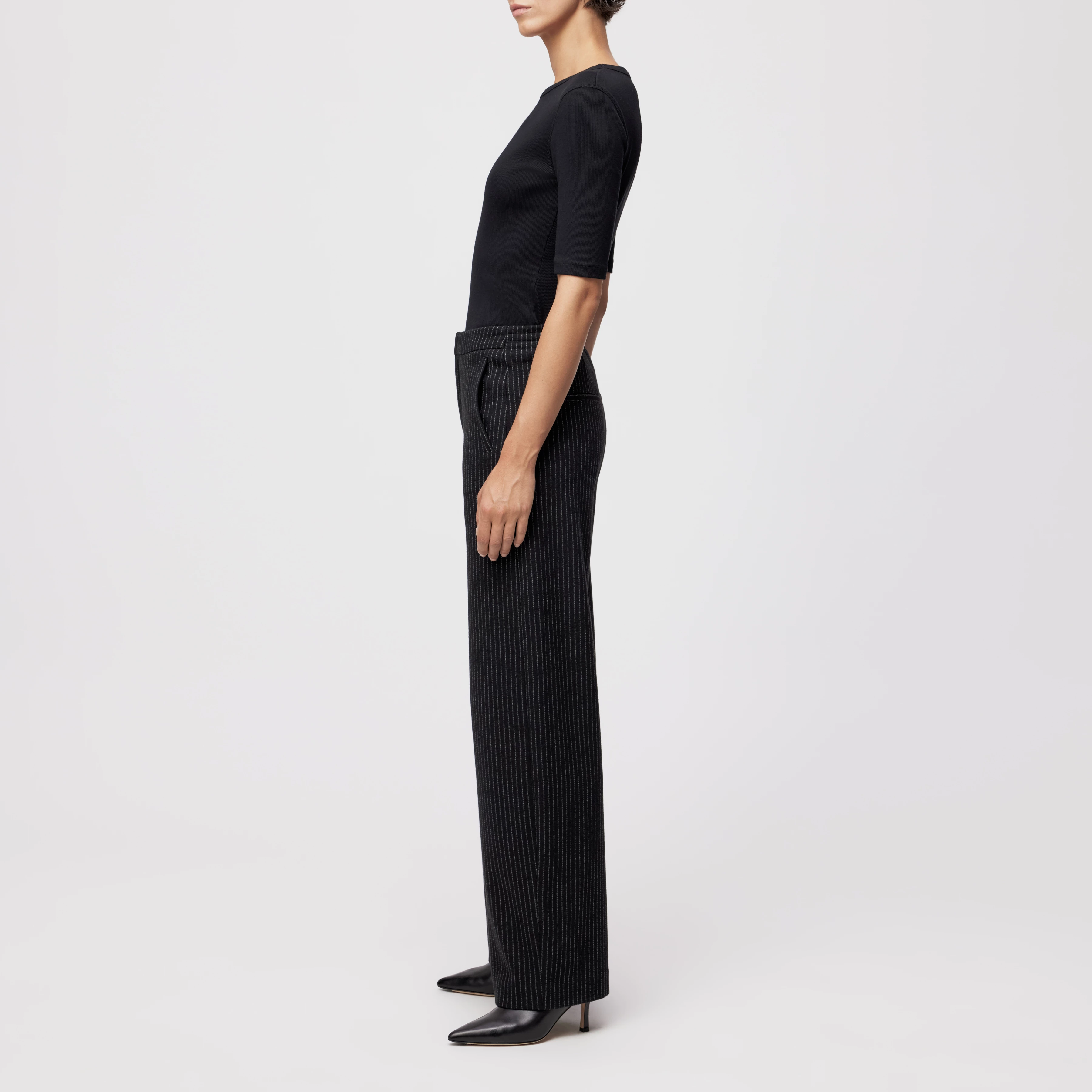 FAE_0 - Trousers with barrel legs in cotton mix - women - Natural Aluminium - Seitenansicht