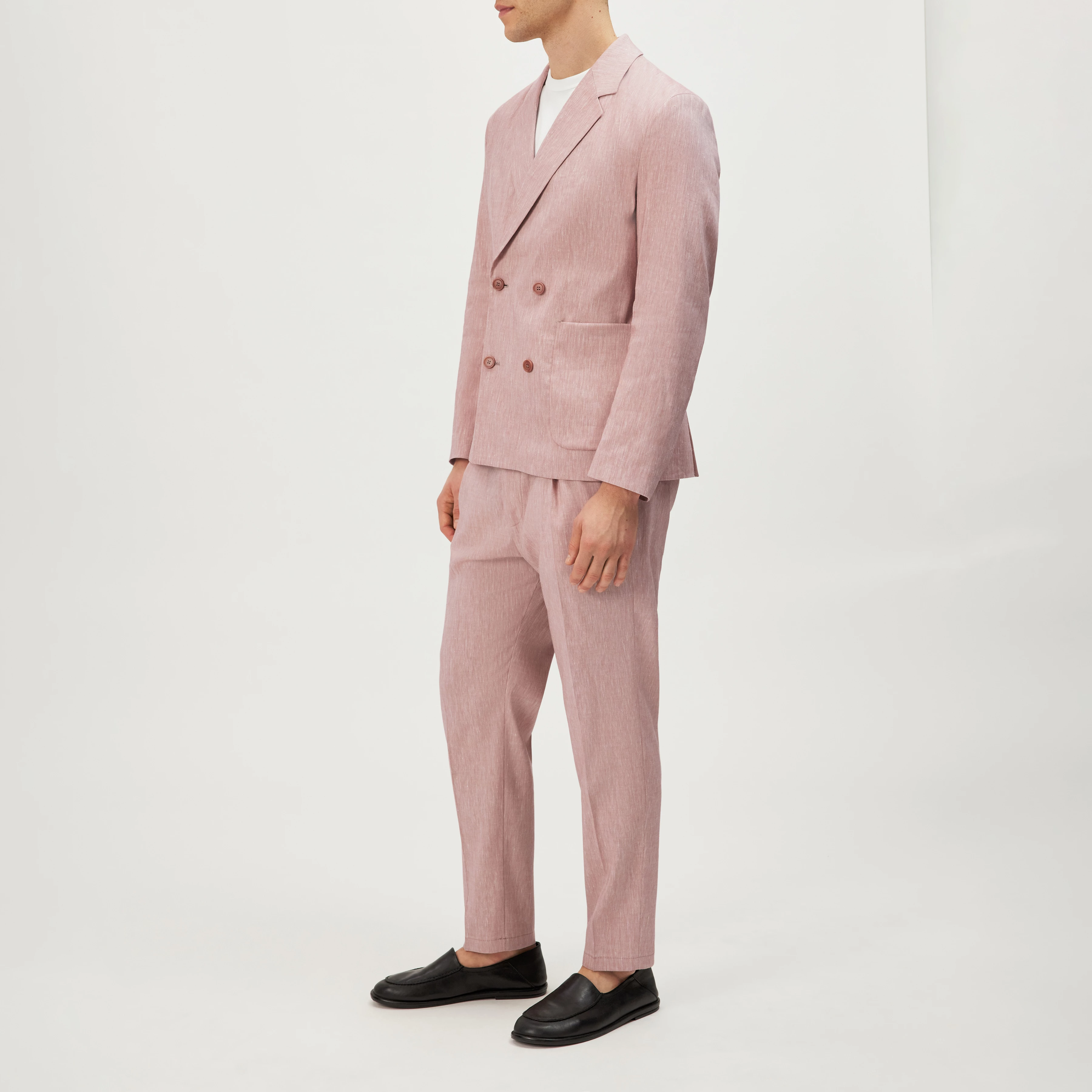 DOMARO - Zweireihiges Sakko in Leinen-Mix - Herren - orange - Seitenansicht